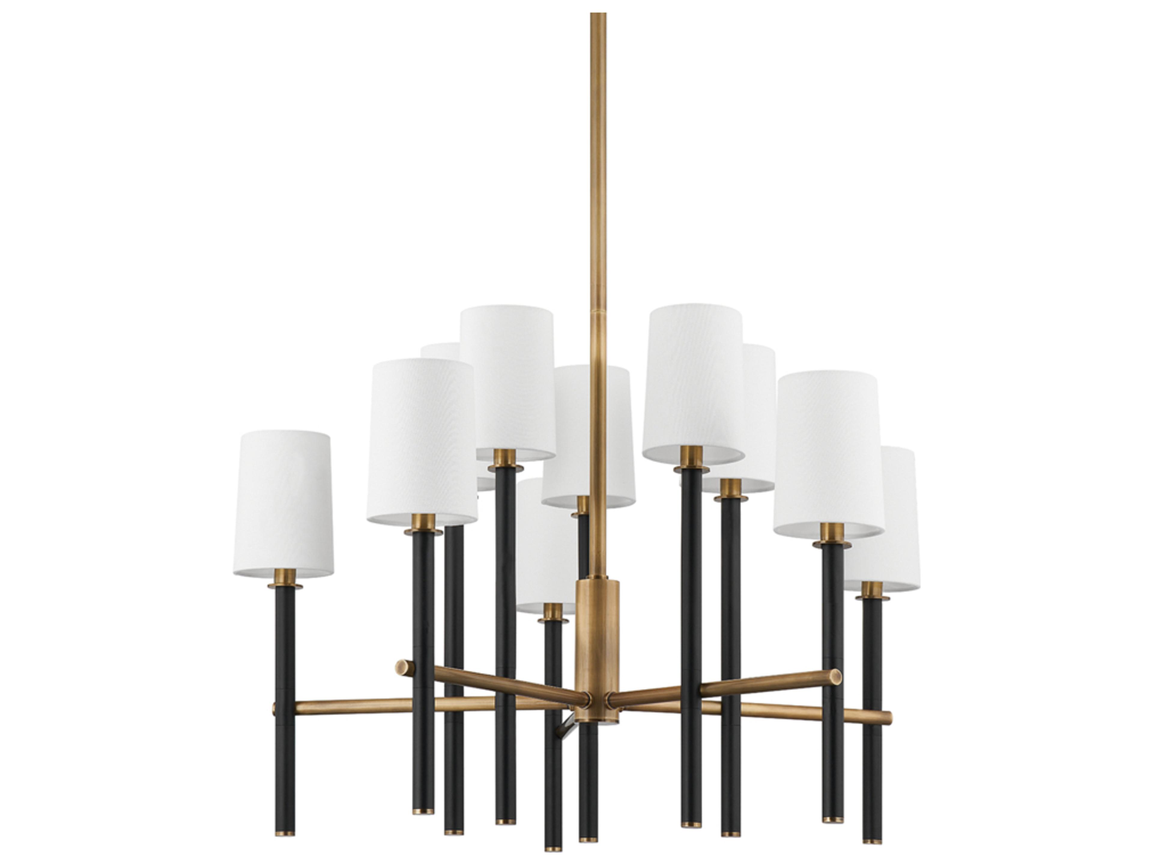 Belvedere 10-Light Patina Brass Black Candelabra Cylinder Chandelier