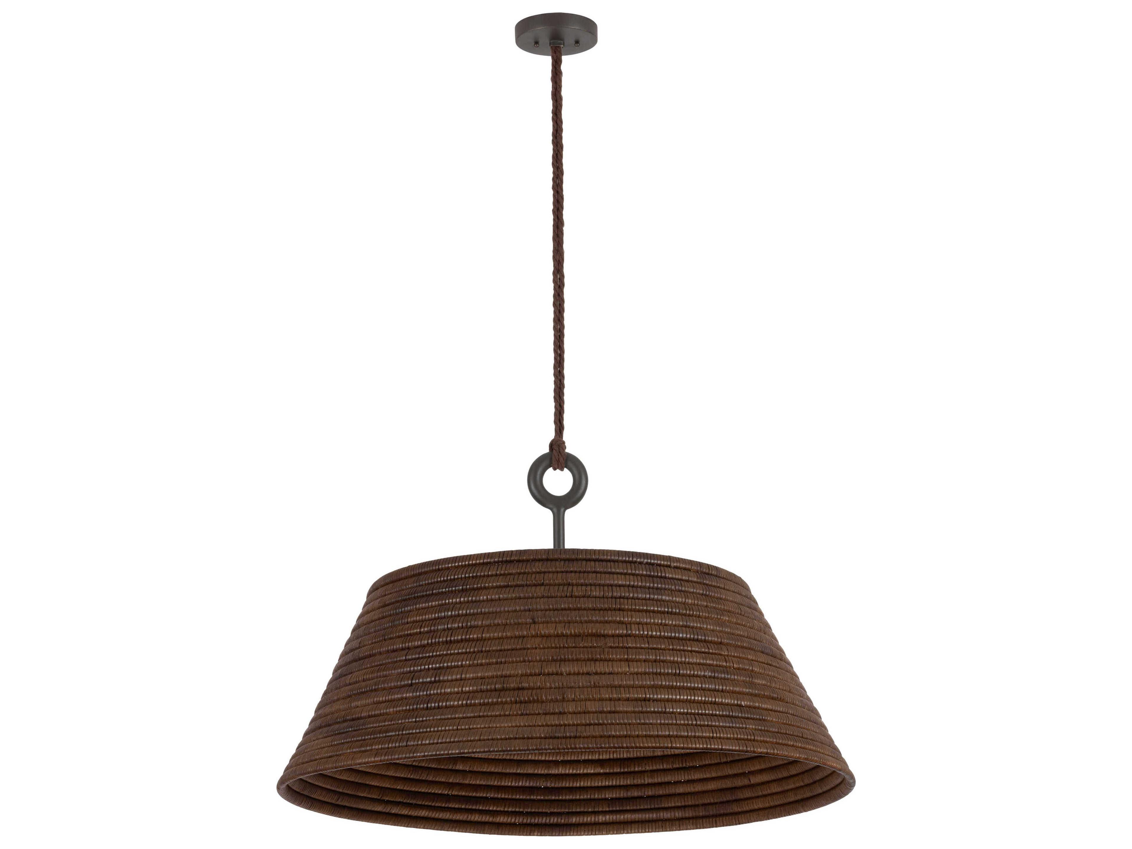Troy Lighting Sequoia 1-Light Textured Bronze Drum Pendant