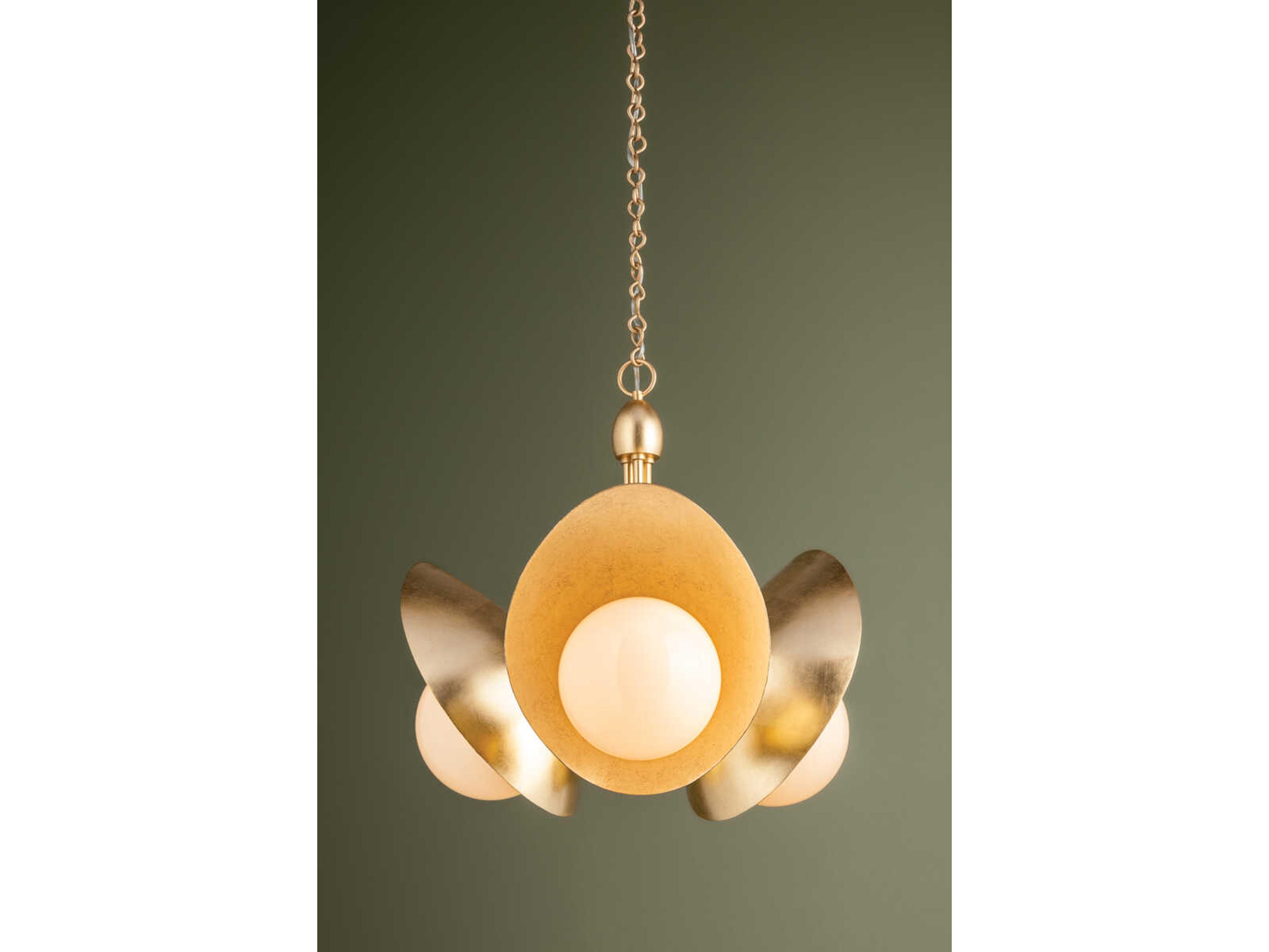 Troy Lighting Olson 3-Light Vintage Gold Leaf Globe Chandelier