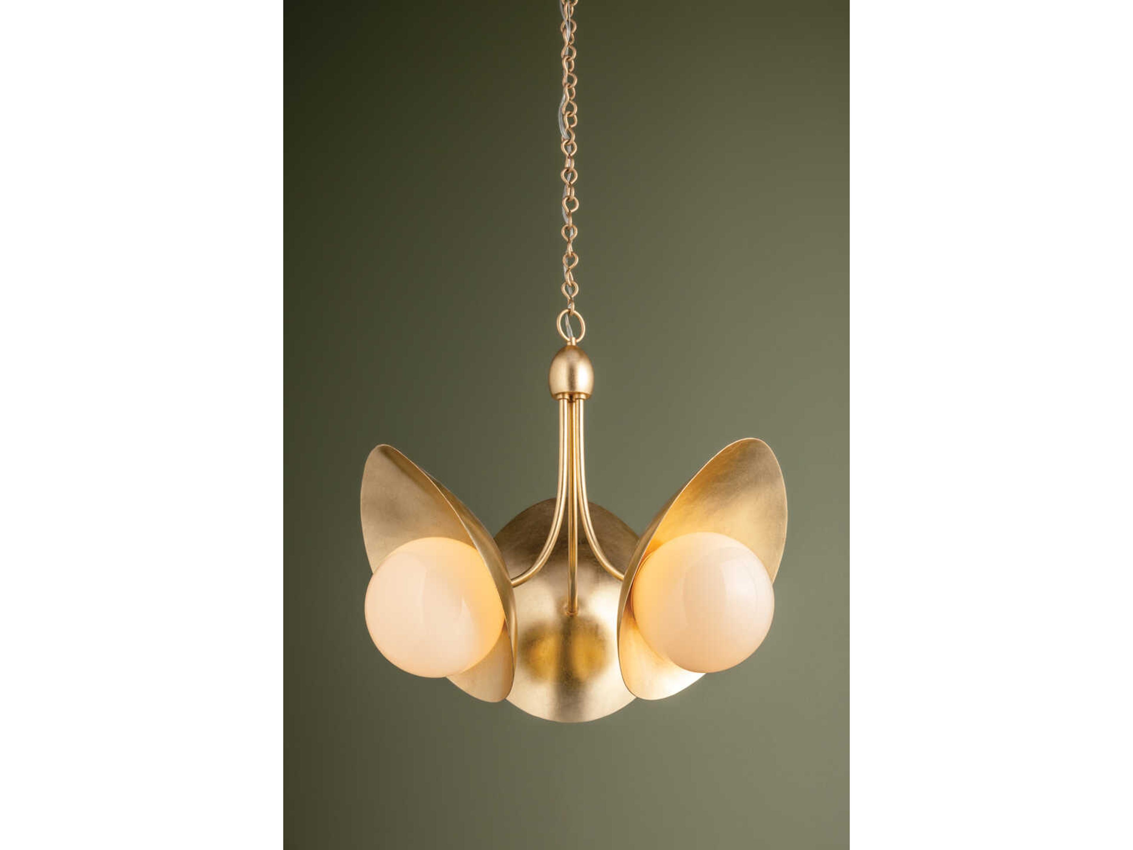 Troy Lighting Olson 3-Light Vintage Gold Leaf Globe Chandelier