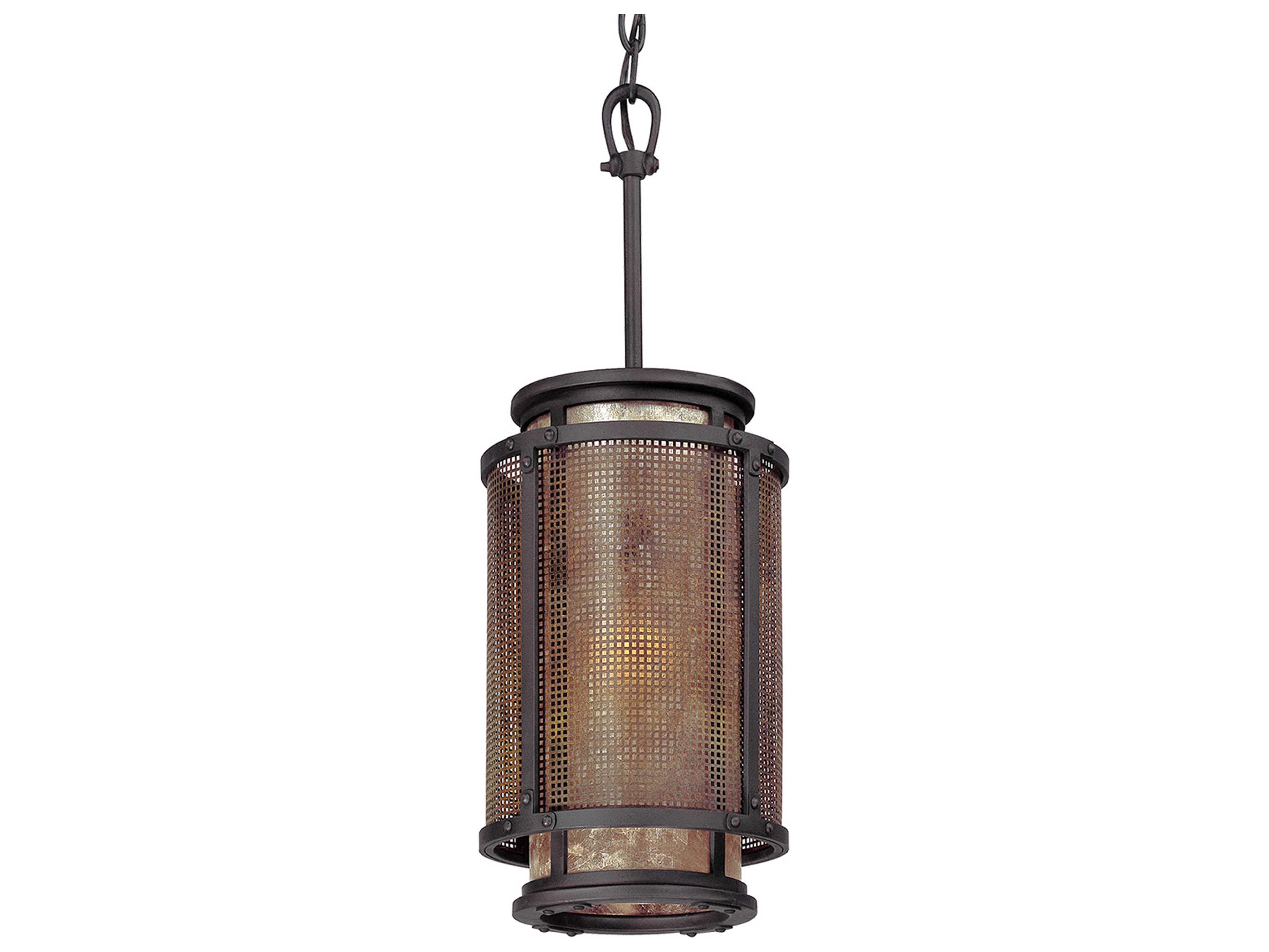 Troy Lighting Copper Mountain 1-Light Bronze Glass Cylinder Mini Pendant