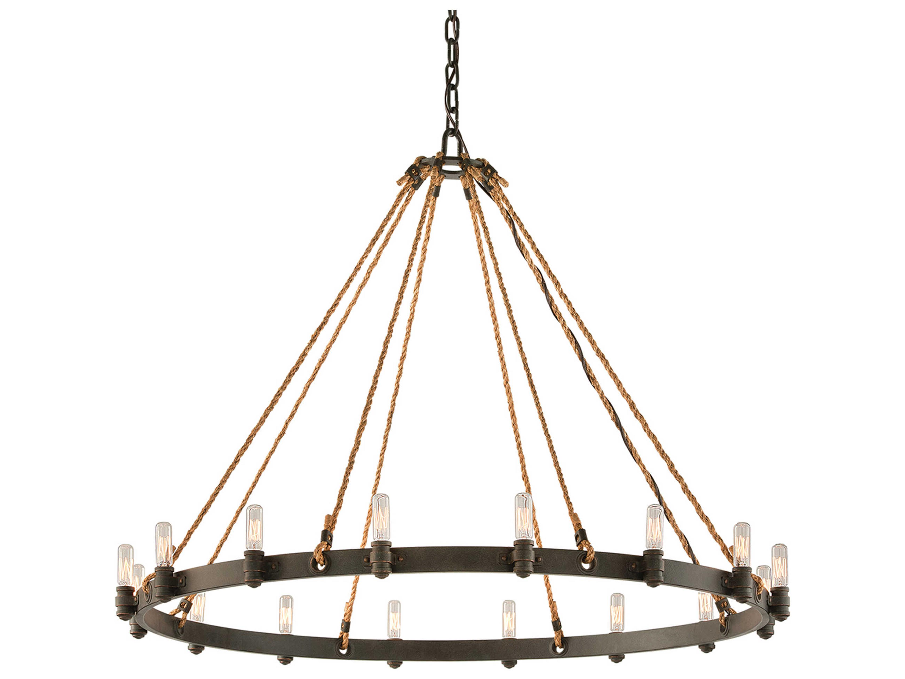 Troy Lighting Pike Place 16-Light-Light6 Shipyard Bronze Candelabra Chandelier