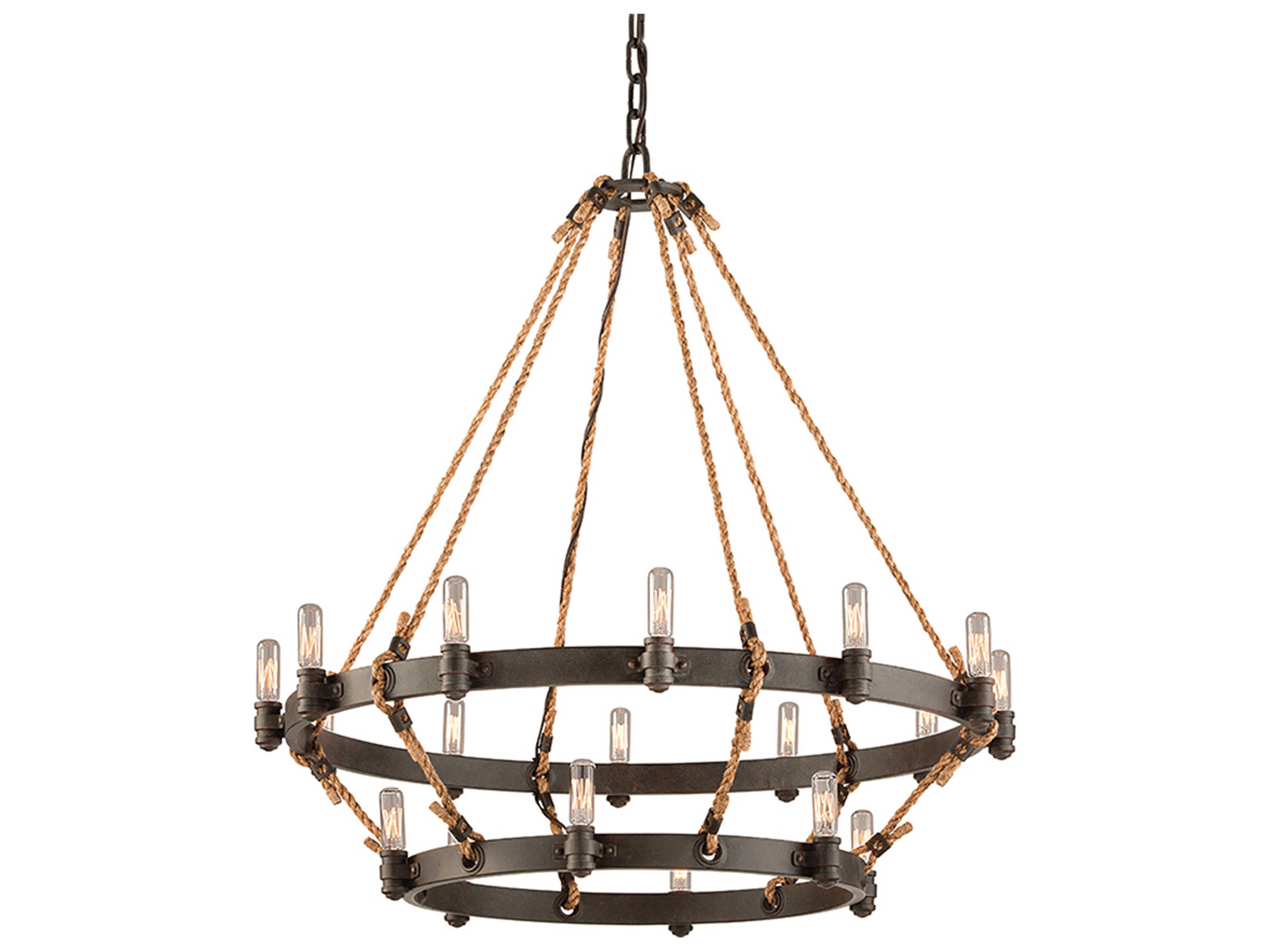 Troy Lighting Pike Place 18-Light Shipyard Bronze Candelabra Tiered Chandelier