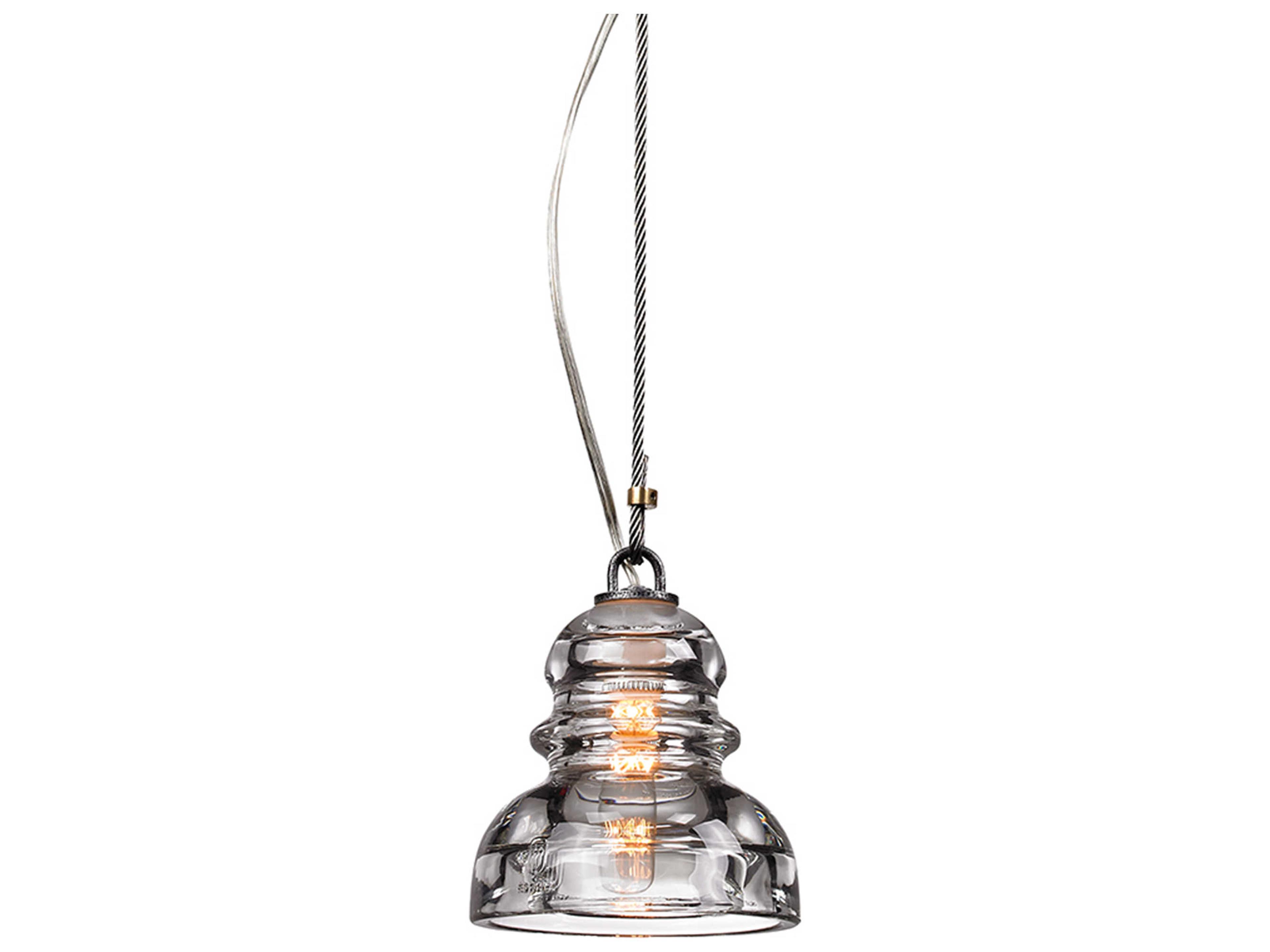 Troy Lighting Menlo Park 1-Light Old Silver Glass Bell Mini Pendant