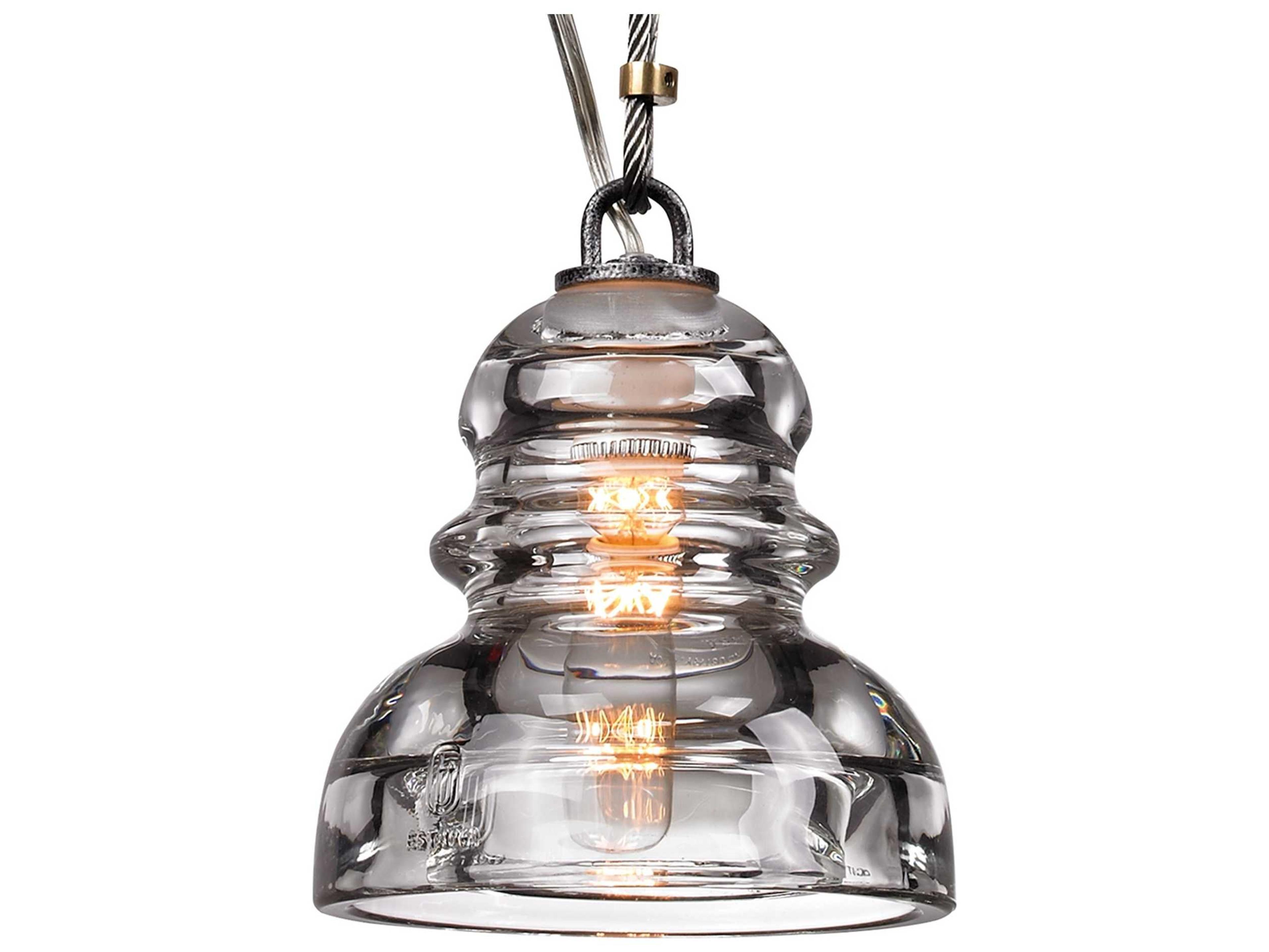 Troy Lighting Menlo Park 1-Light Old Silver Glass Bell Mini Pendant