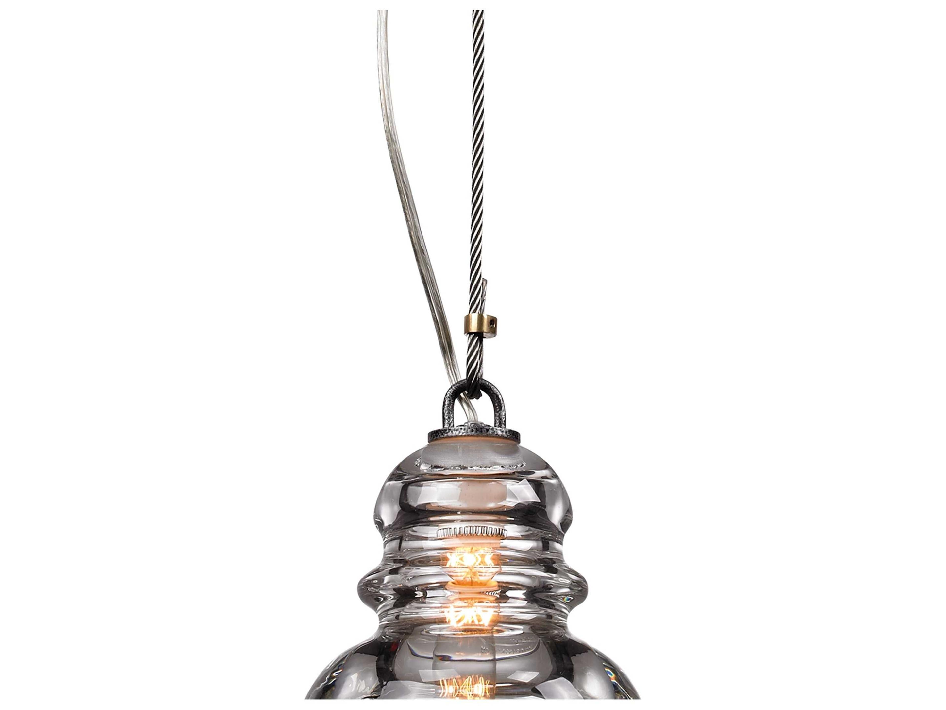 Troy Lighting Menlo Park 1-Light Old Silver Glass Bell Mini Pendant