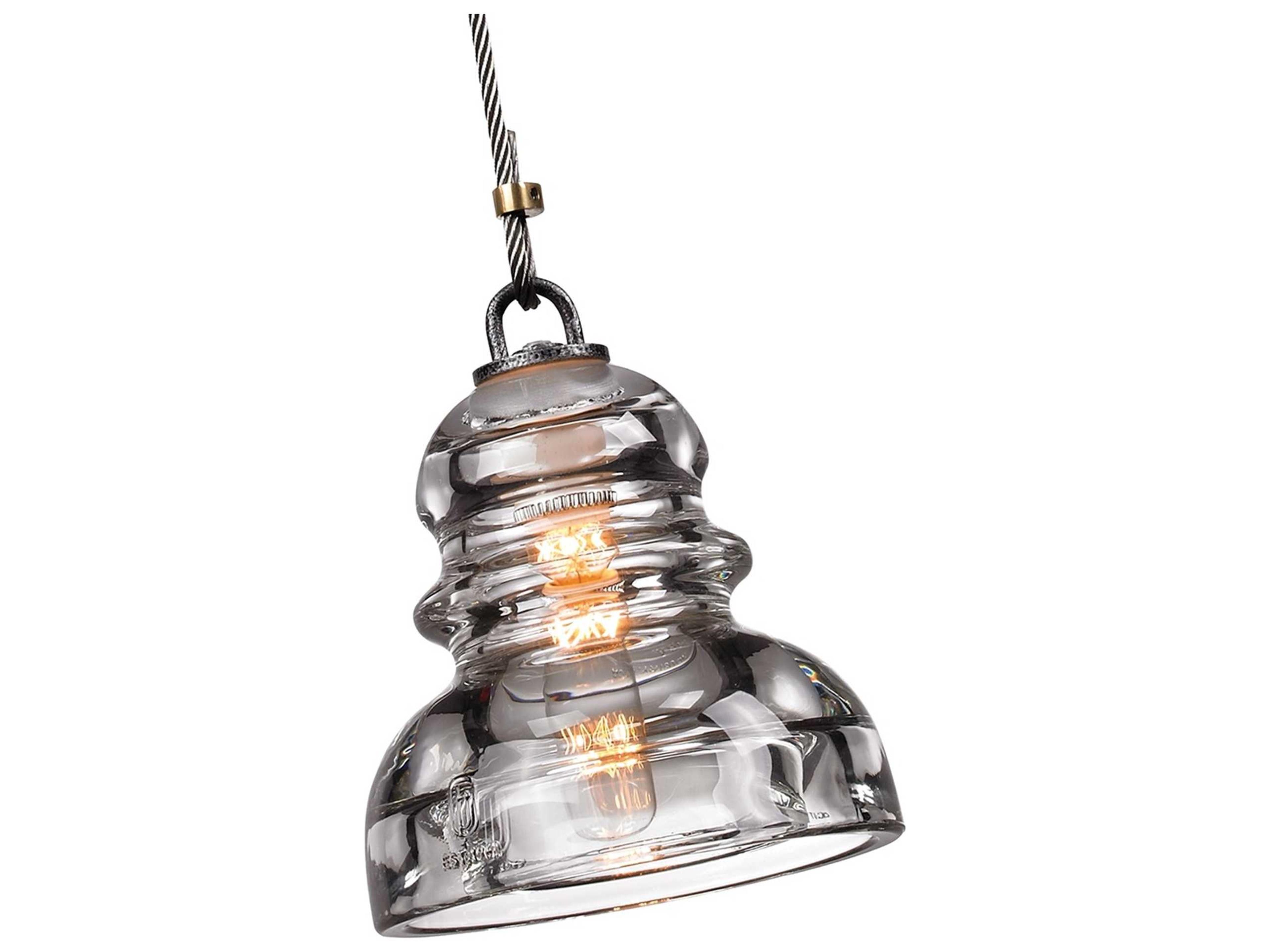 Troy Lighting Menlo Park 1-Light Old Silver Glass Bell Mini Pendant