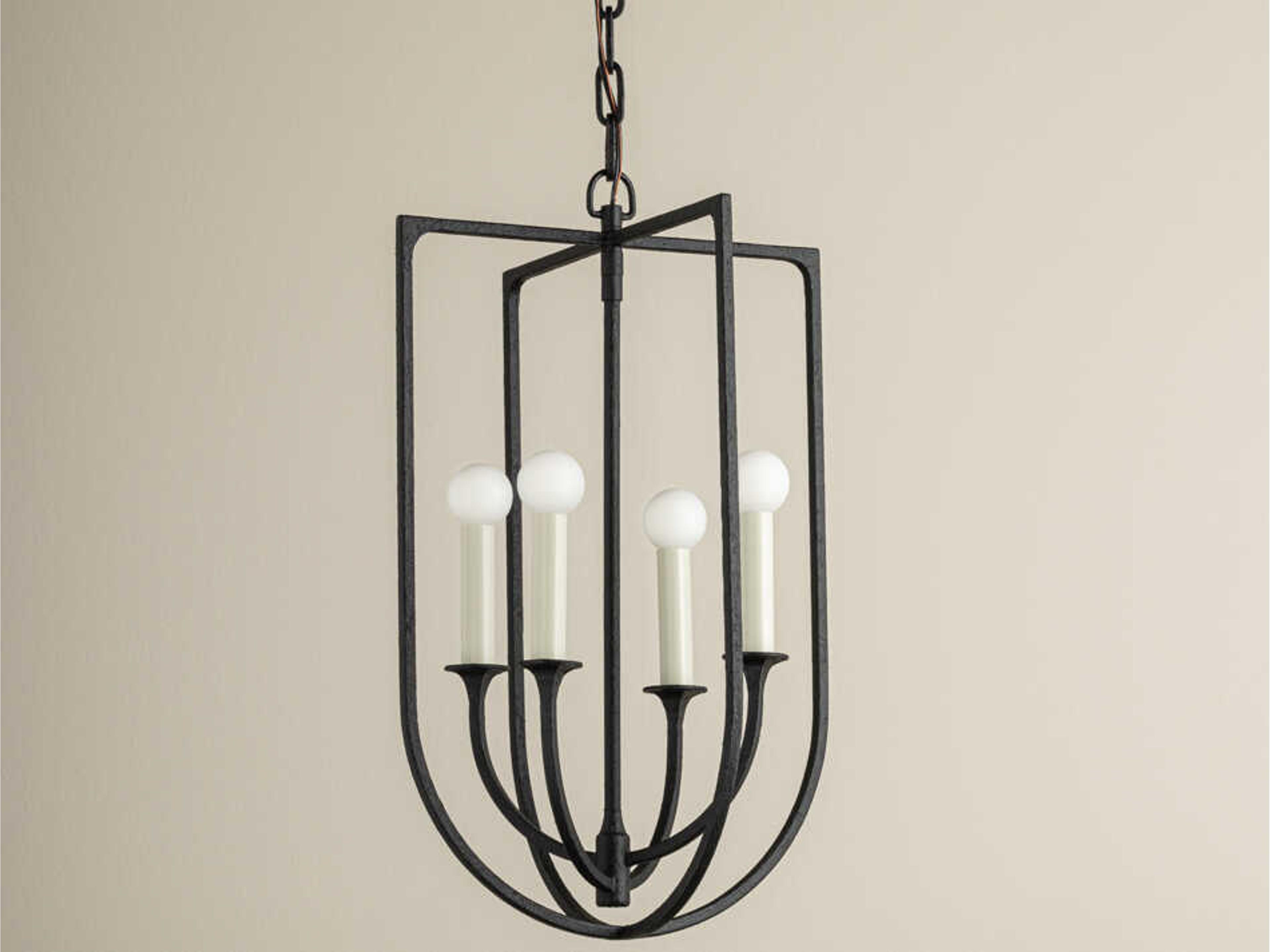 Troy Lighting Kael 4-Light Black Iron Lantern Pendant