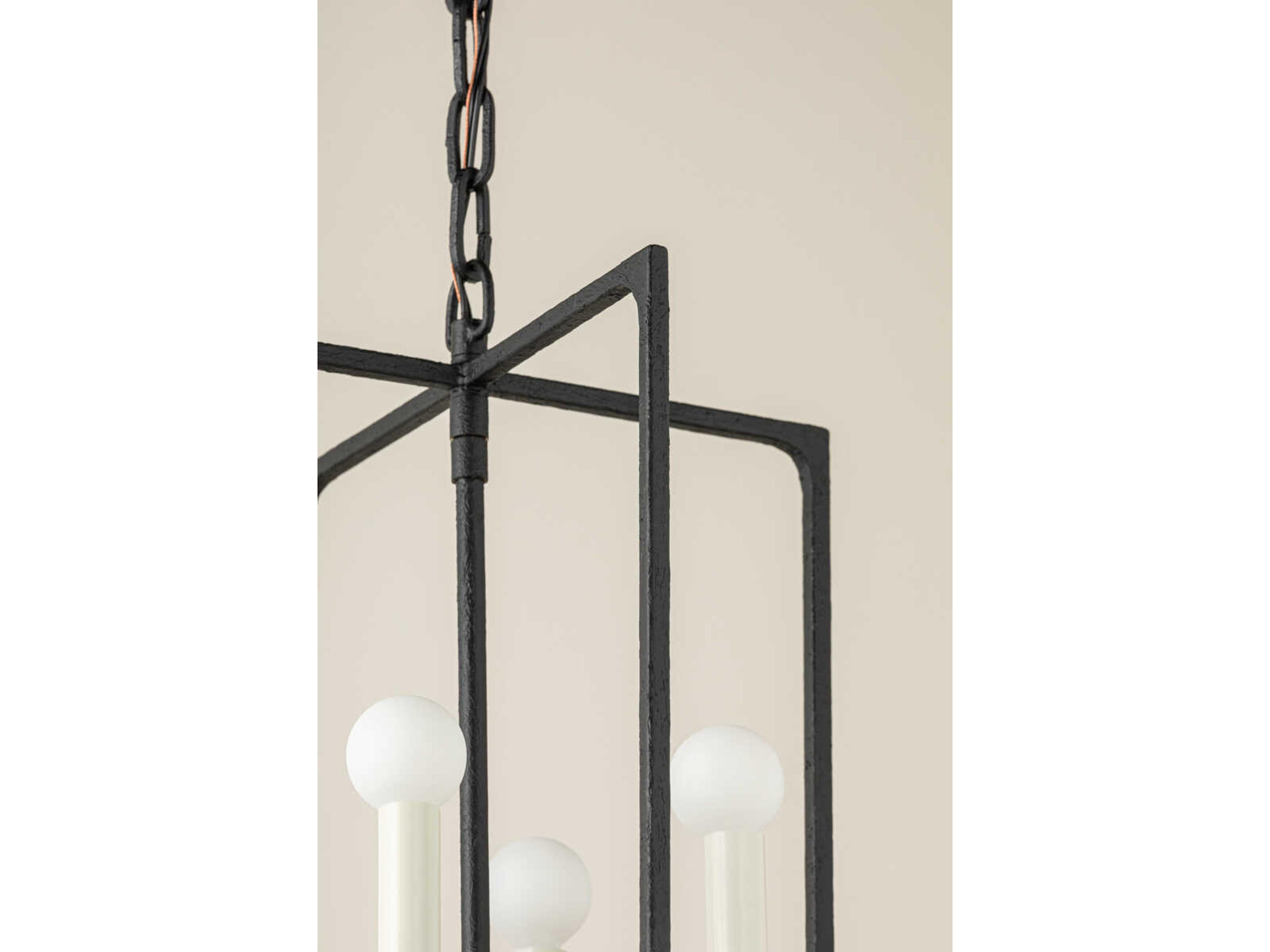 Troy Lighting Kael 4-Light Black Iron Lantern Pendant