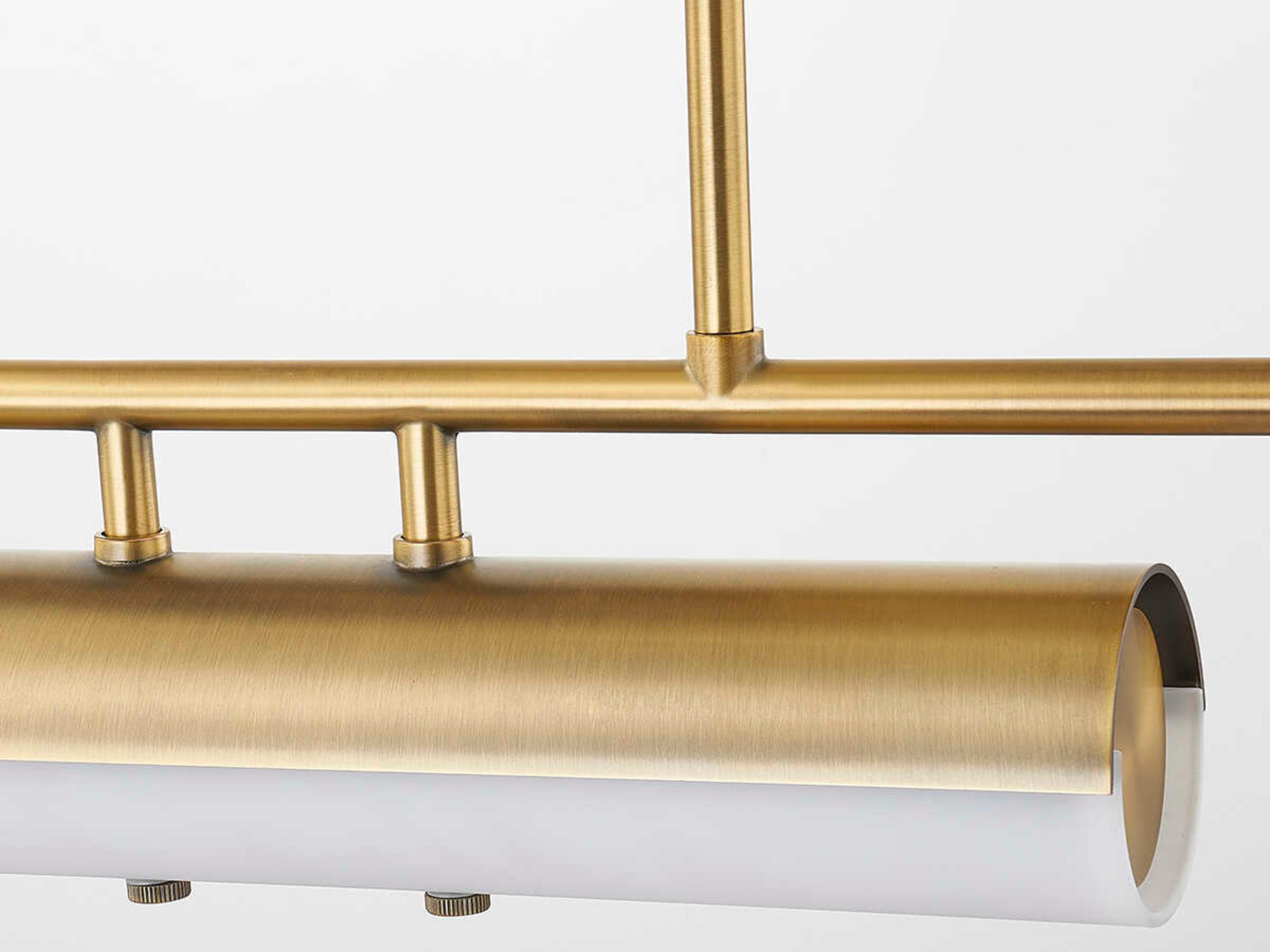 Troy Lighting Titus 3-Light Patina Brass Black Glass LED Cylinder Linear Island Pendant