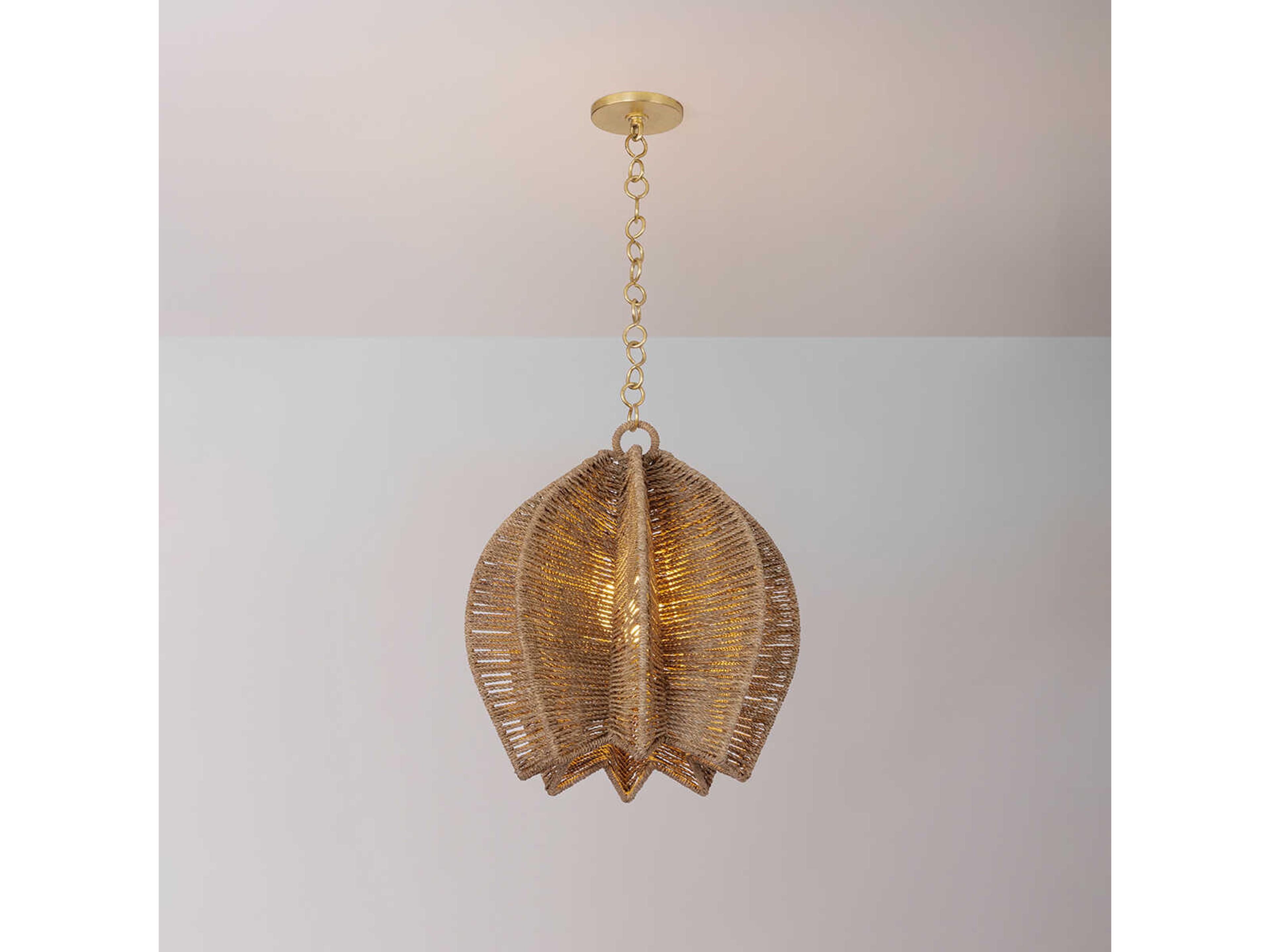 Troy Lighting Valatie 1-Light Vintage Gold Leaf Brown Pendant