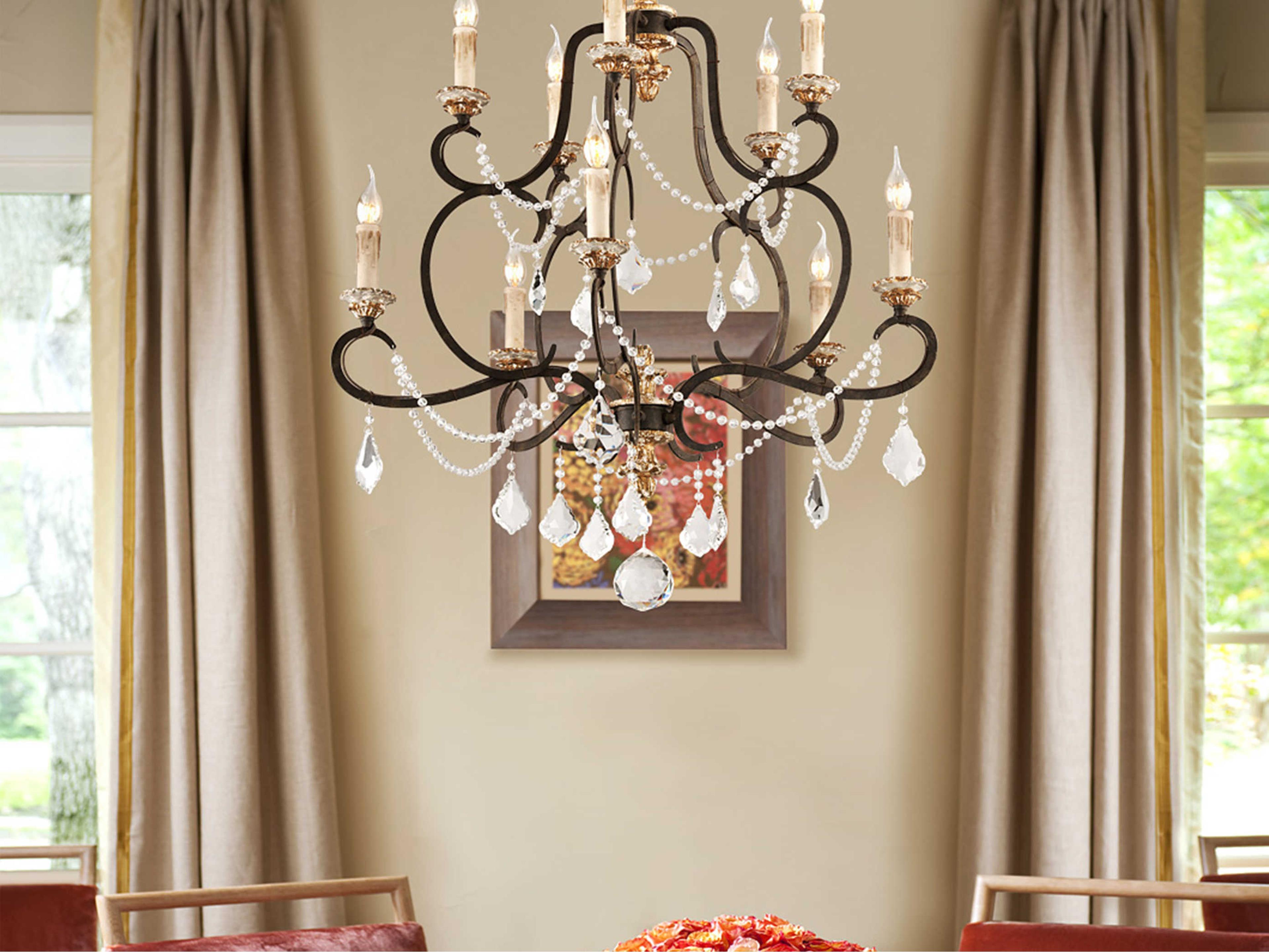Troy Lighting Bordeaux 10-Light Parisian Bronze Crystal Candelabra Chandelier