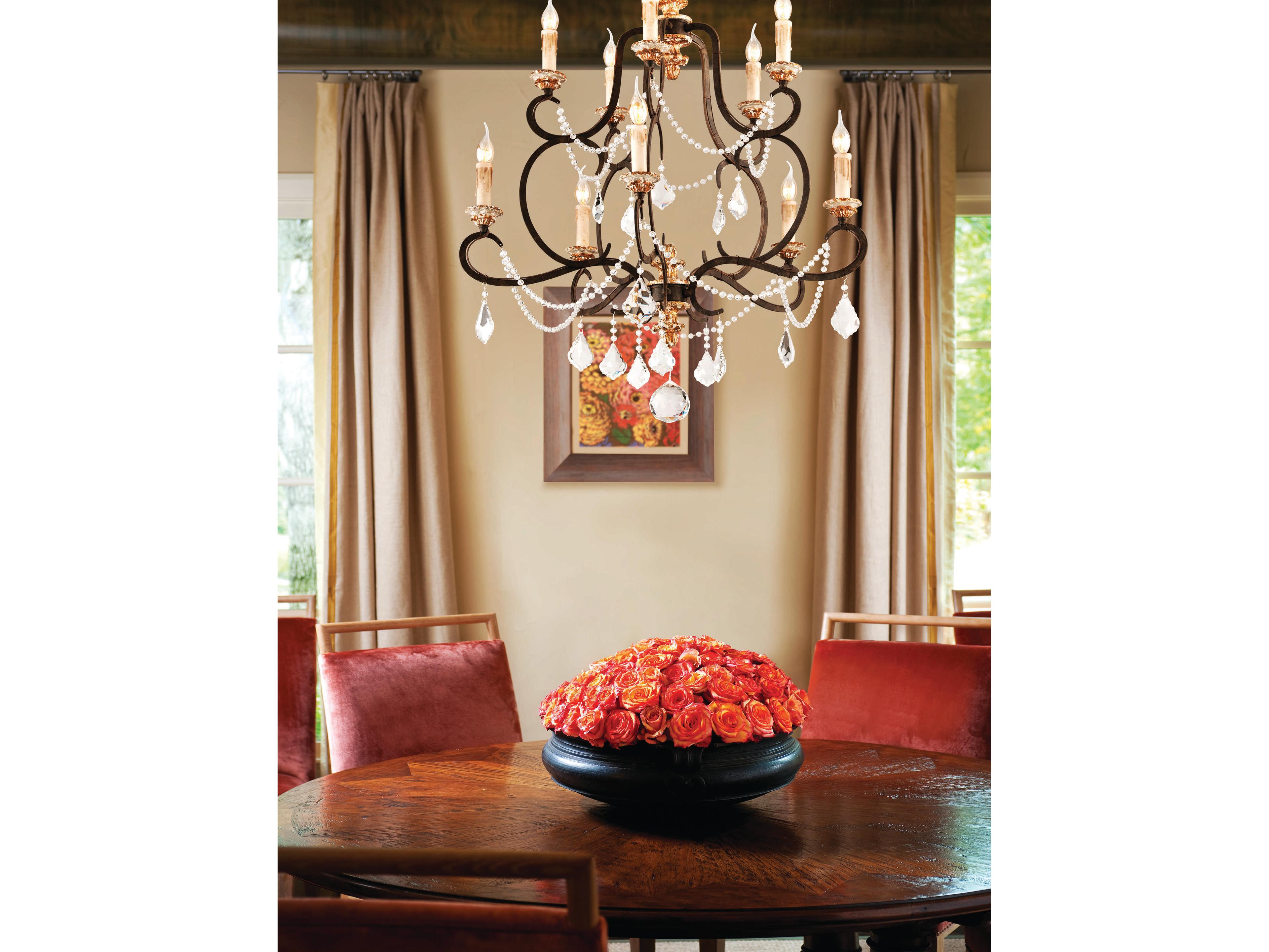 Troy Lighting Bordeaux 10-Light Parisian Bronze Crystal Candelabra Chandelier