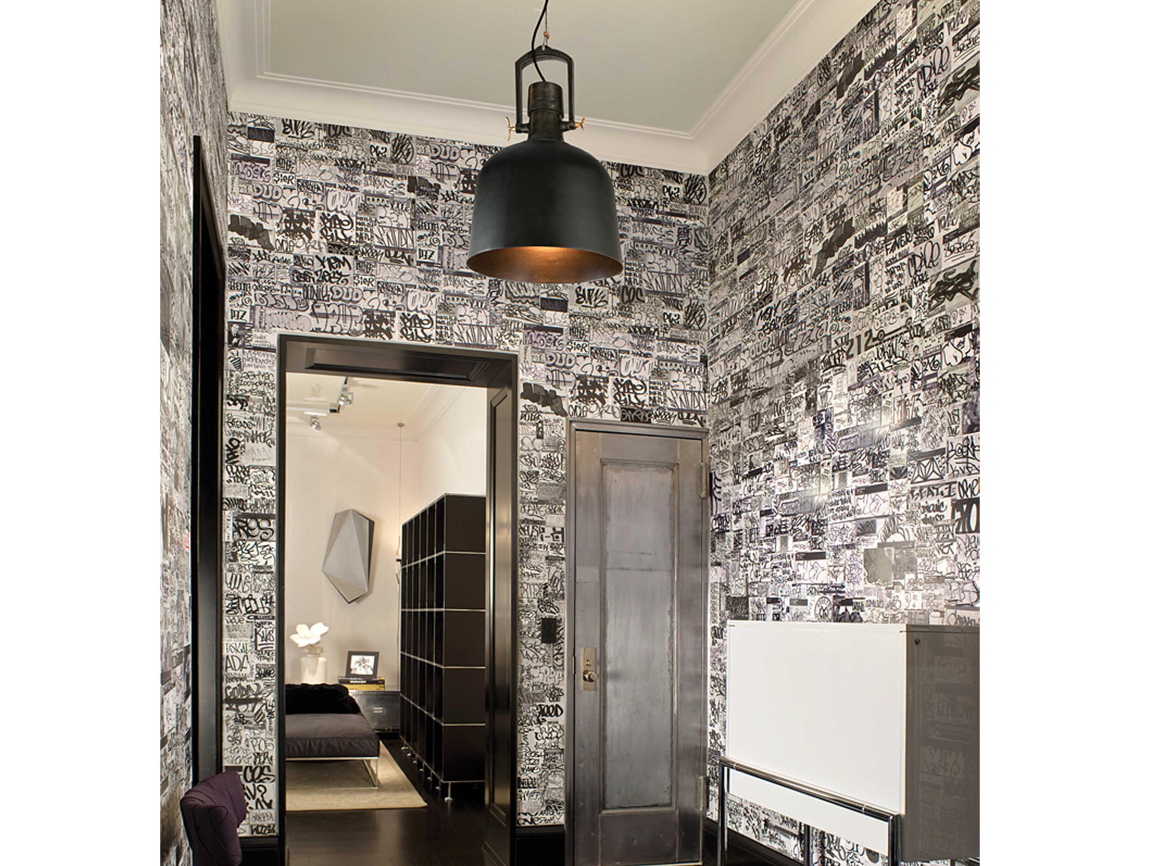 Troy Lighting Hangar 1-Light Old Silver With Aged Brass Accents Bell Pendant