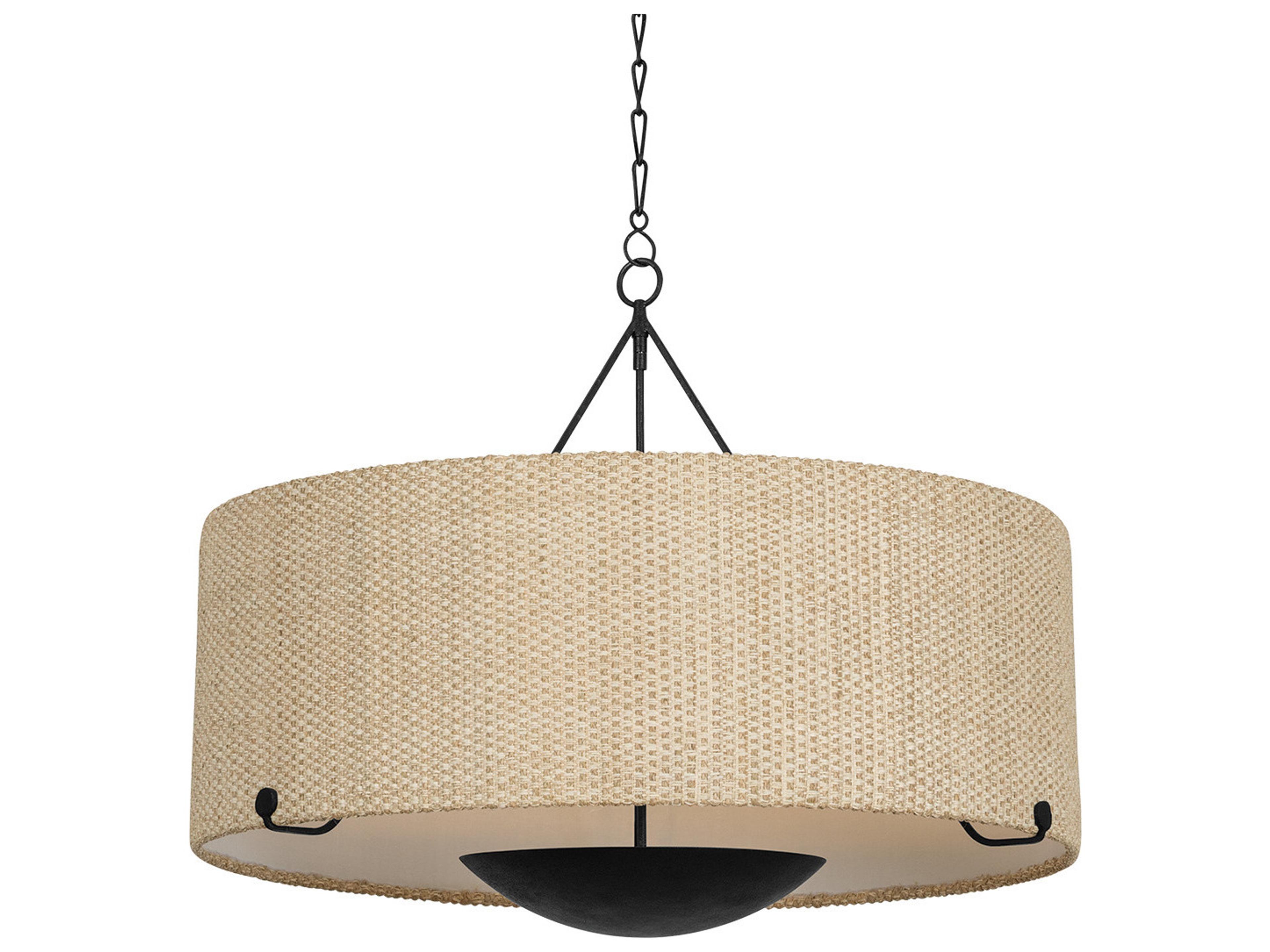 Elias 6-Light Forged Iron Off White Pendant