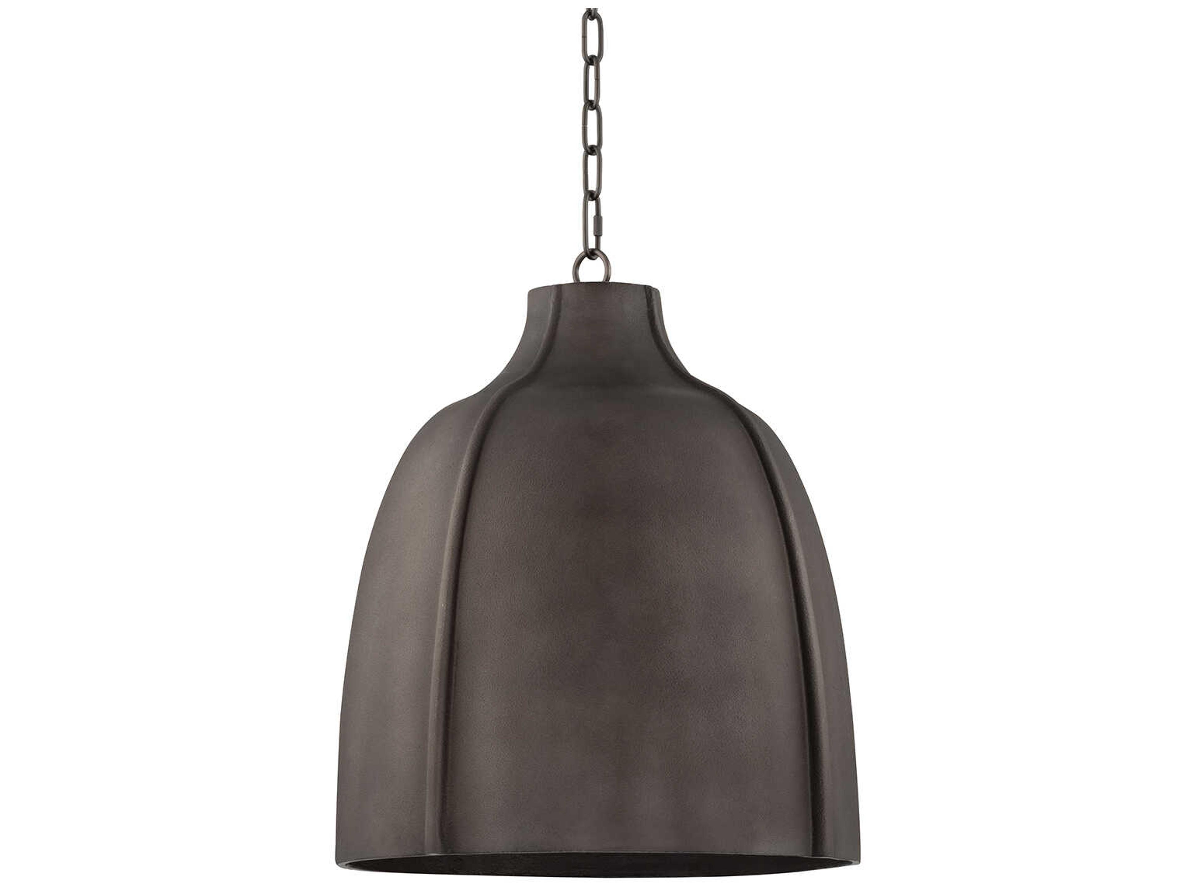 Flint 1-Light Blackened Graphite Gray Bell Pendant