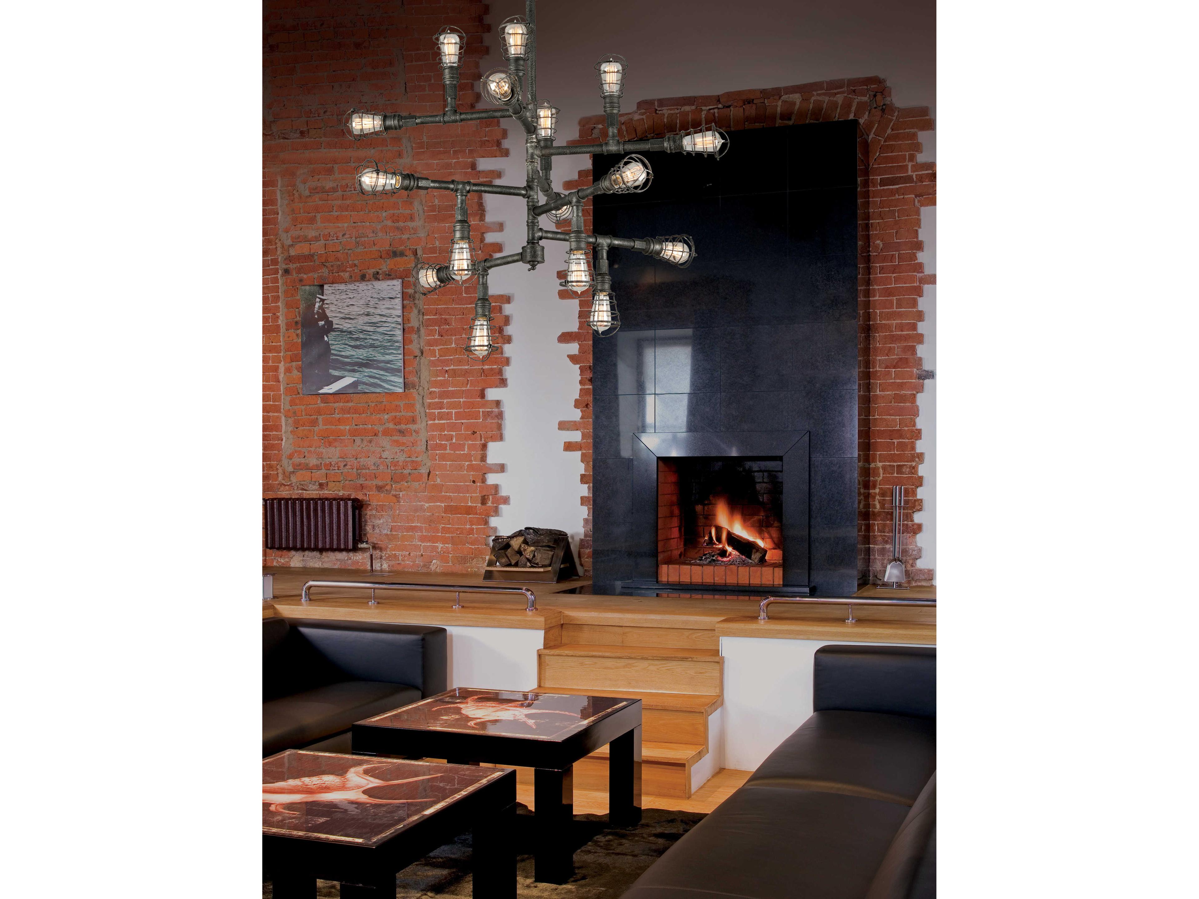 Troy Lighting Conduit 16-Light Aged Pewter Tiered Chandelier