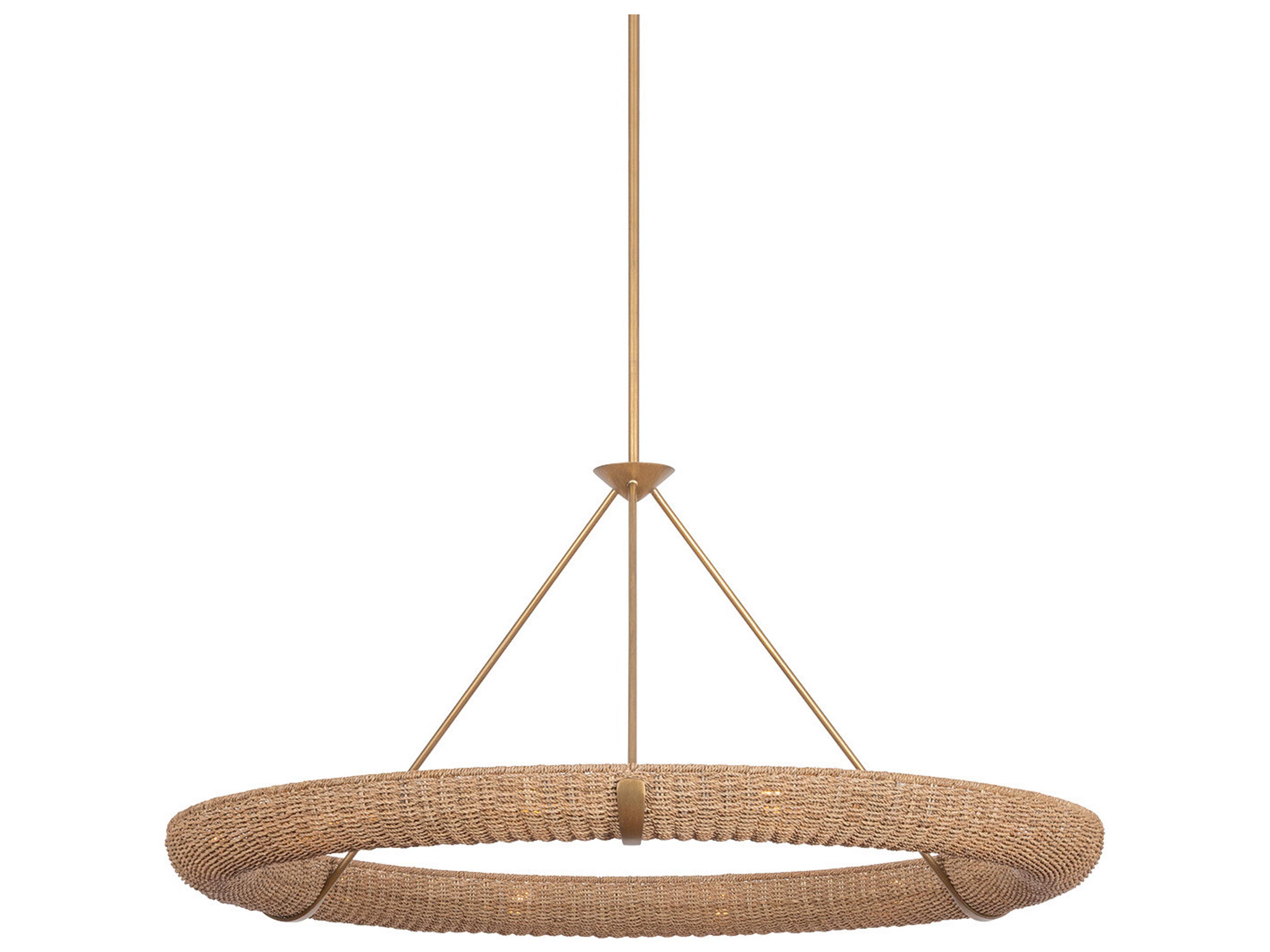 Floyd 12-Light Patina Gold Leaf Round Pendant