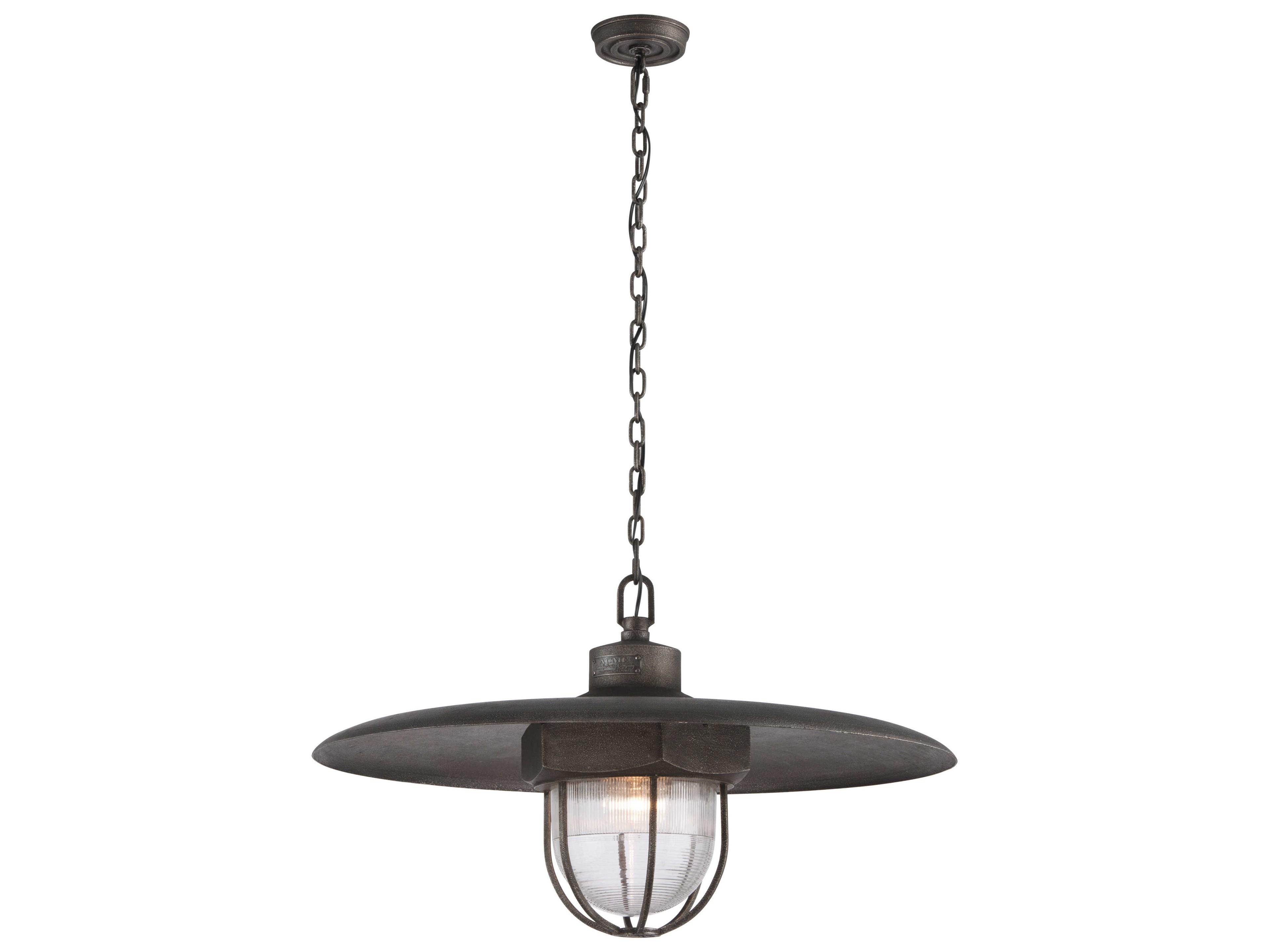 Troy Lighting Acme 1-Light Aged Silver Glass Bell Pendant