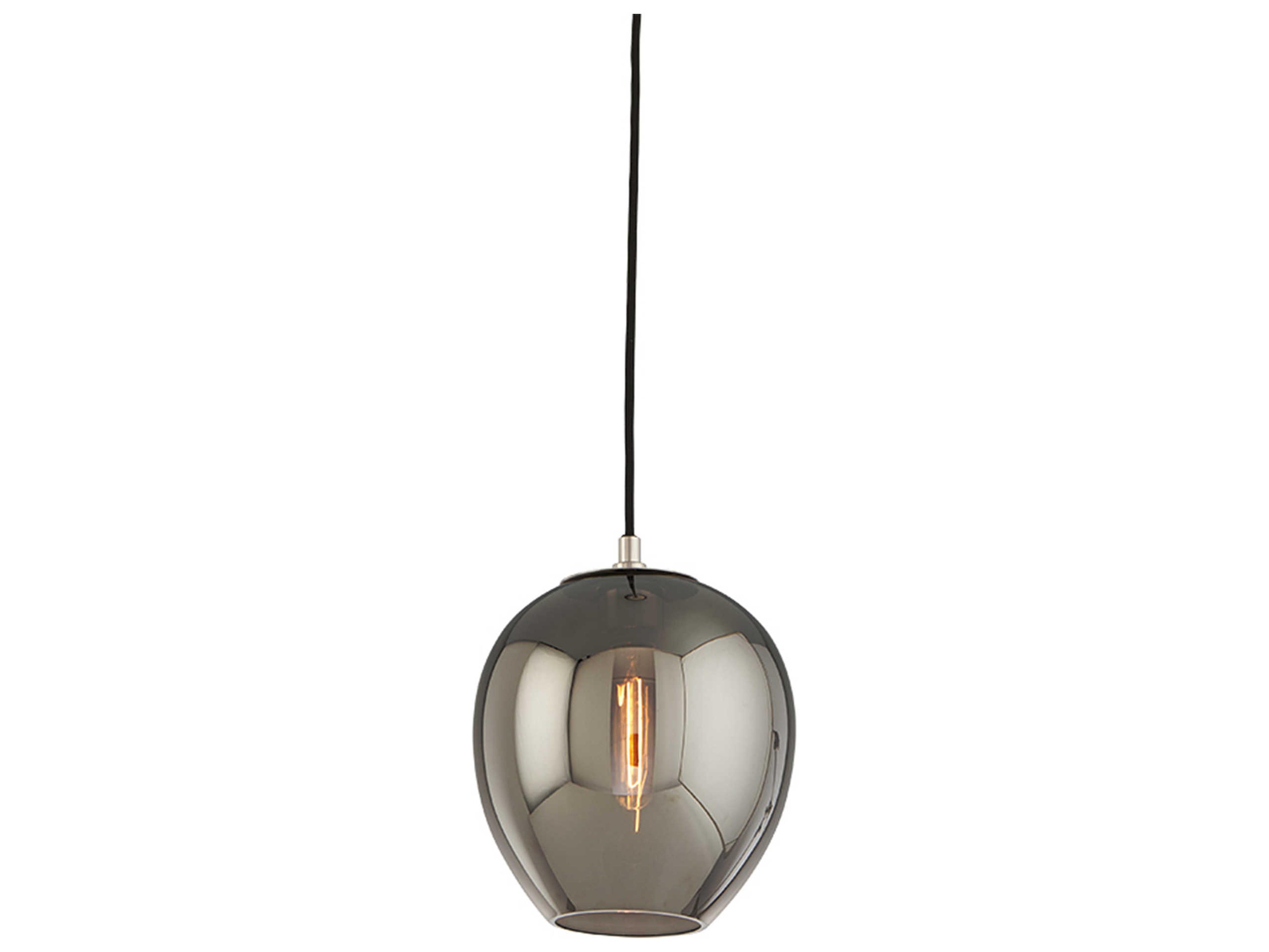 Troy Lighting Odyssey 1-Light Carbide Black / Polished Nickel Glass Globe Mini Pendant