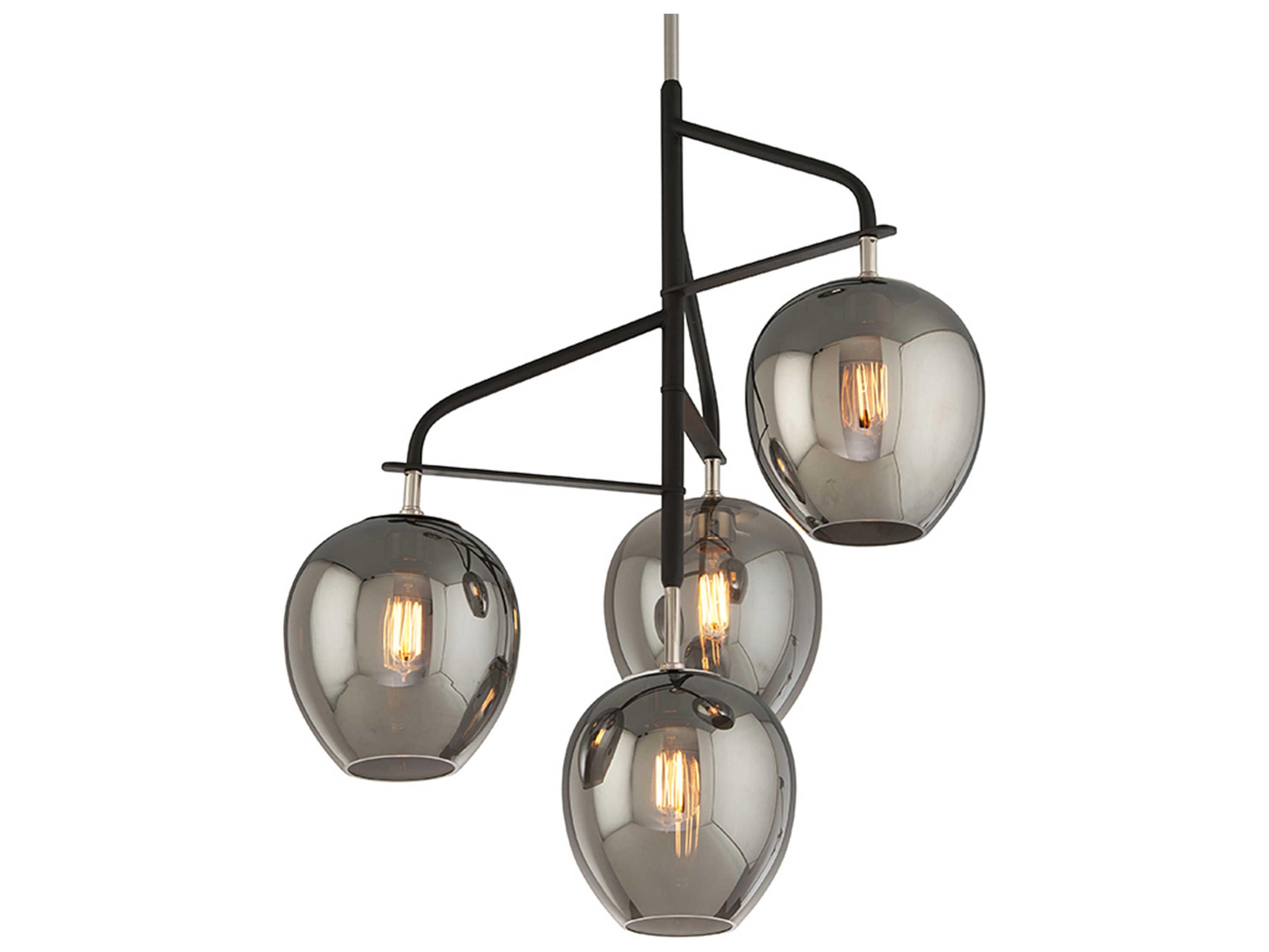 Troy Lighting Odyssey 4-Light Carbide Black And Polished Nickel Glass Globe Pendant