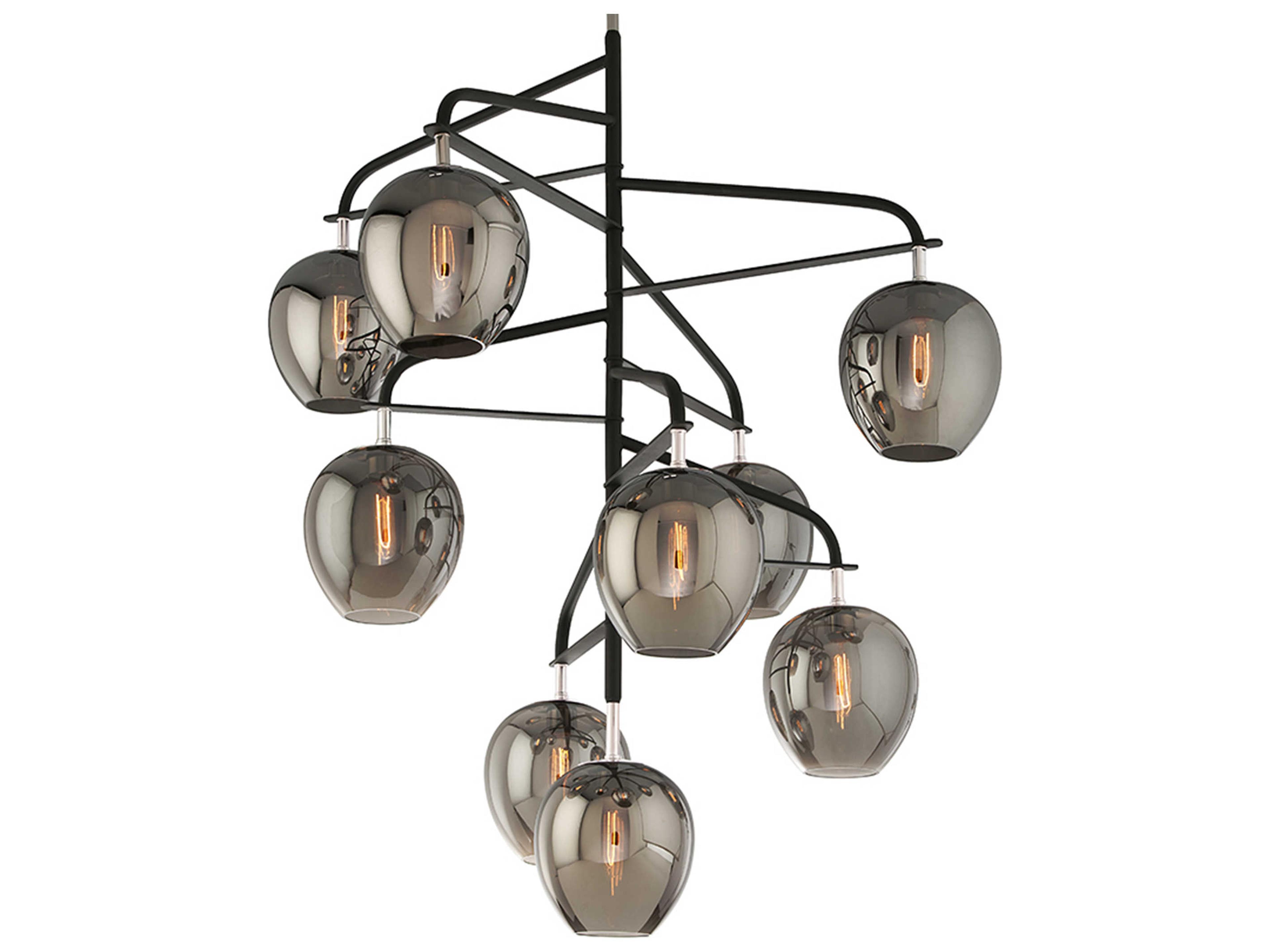 Troy Lighting Odyssey 9-Light Carbide Black And Polished Nickel Glass Globe Pendant