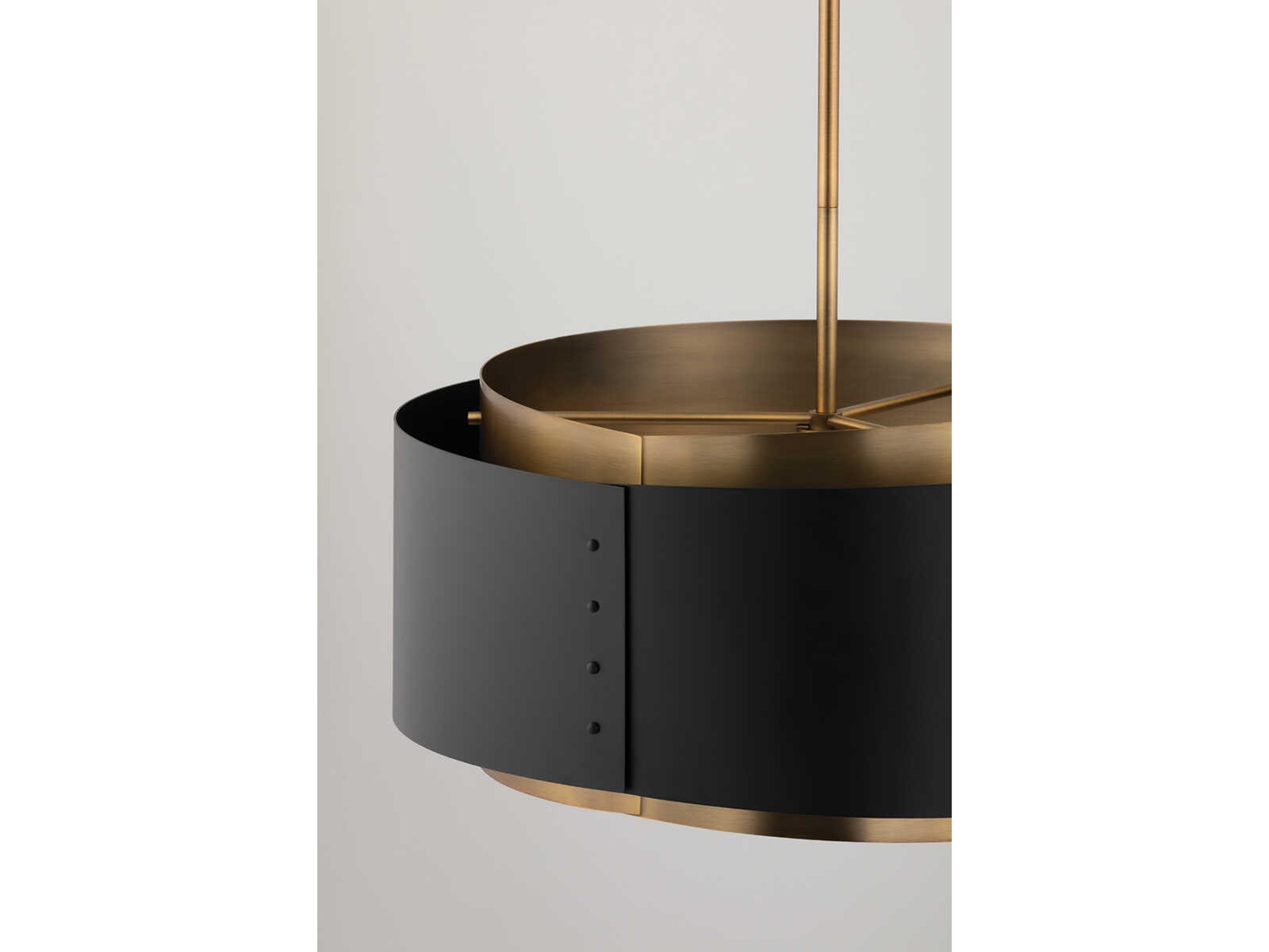 Troy Lighting Roux 1-Light Patina Brass Black Drum Pendant