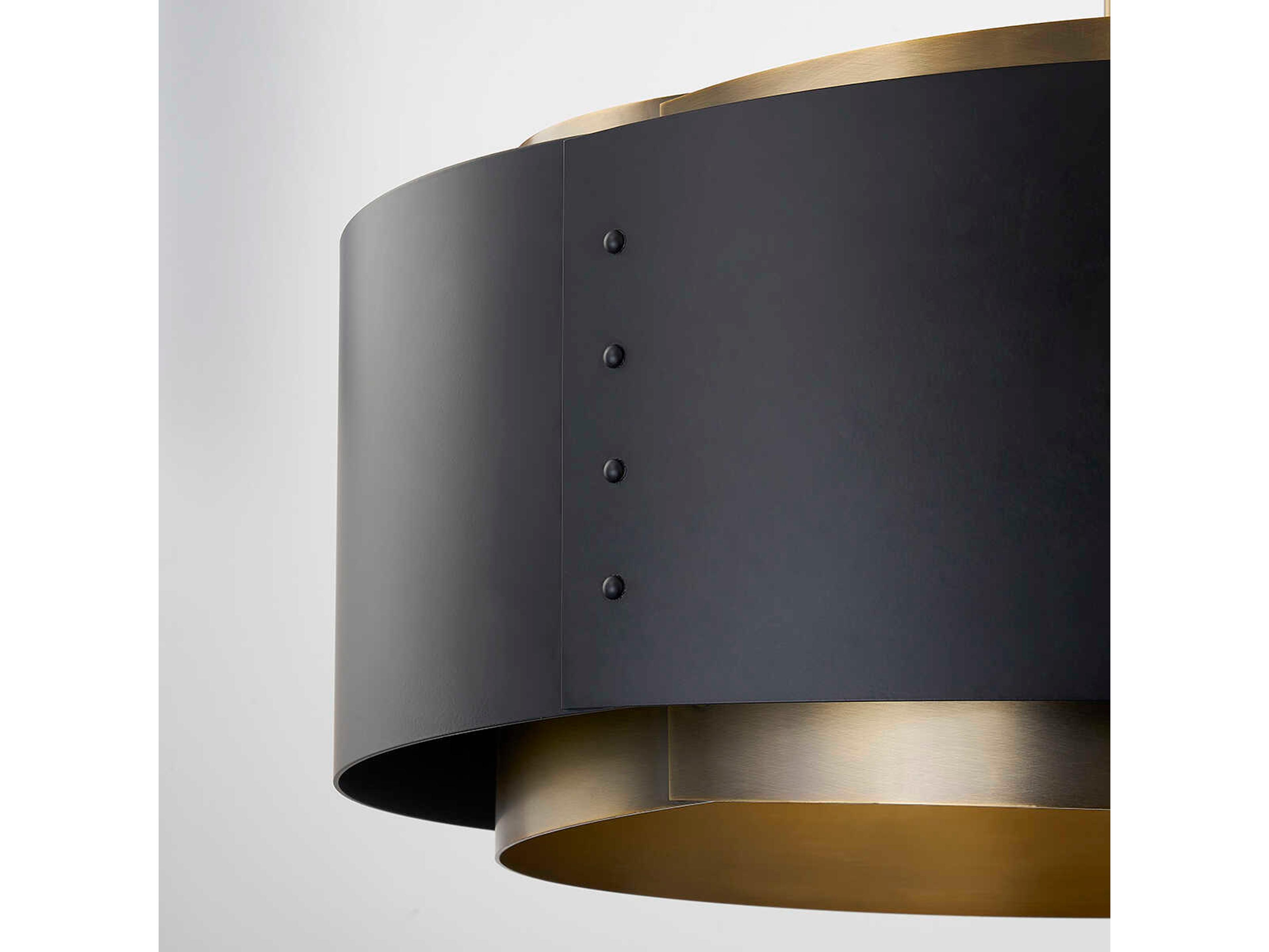 Troy Lighting Roux 1-Light Patina Brass Black Drum Pendant