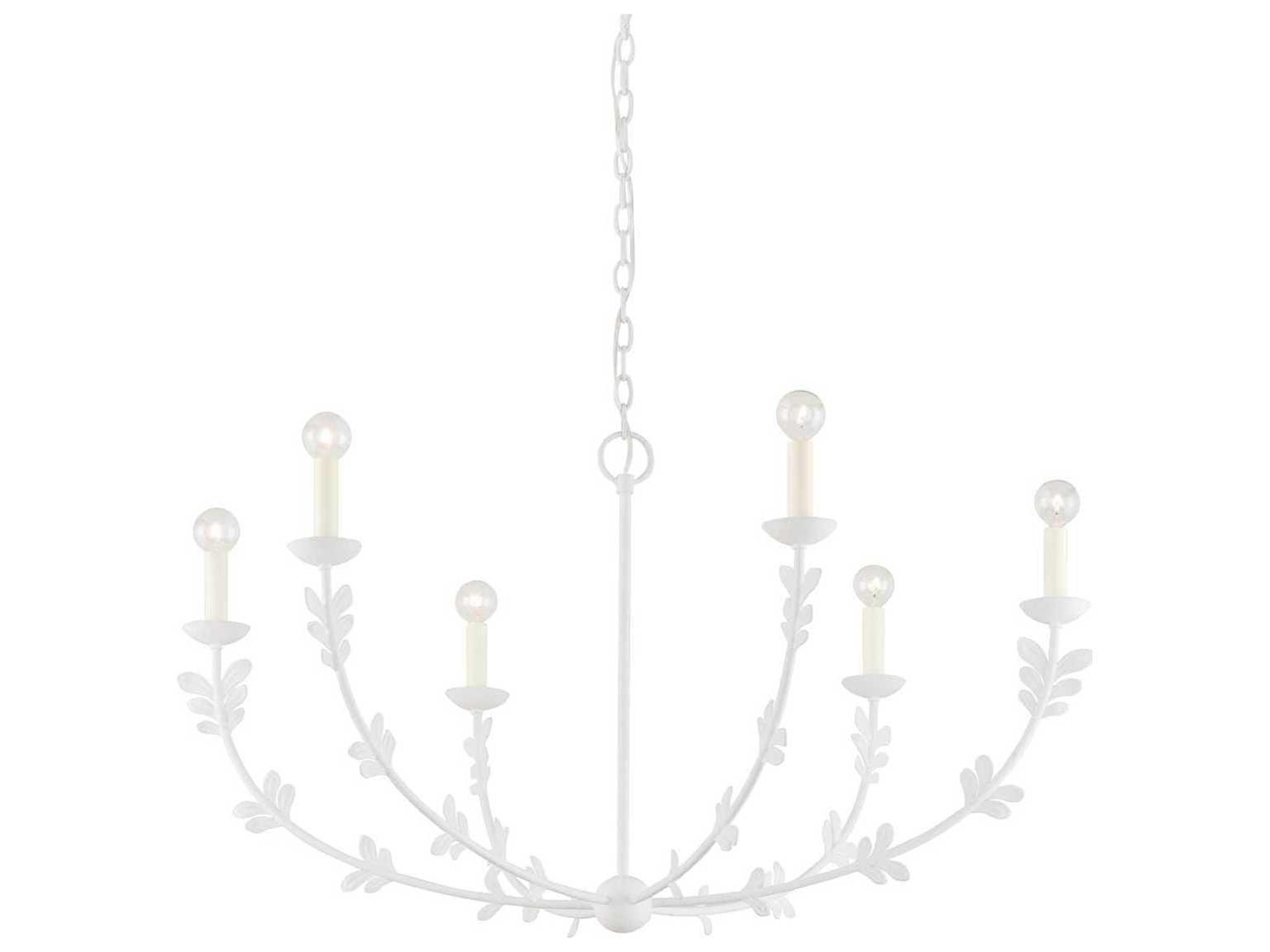 Florian Six Light Chandelier in Gesso White Botanical Design