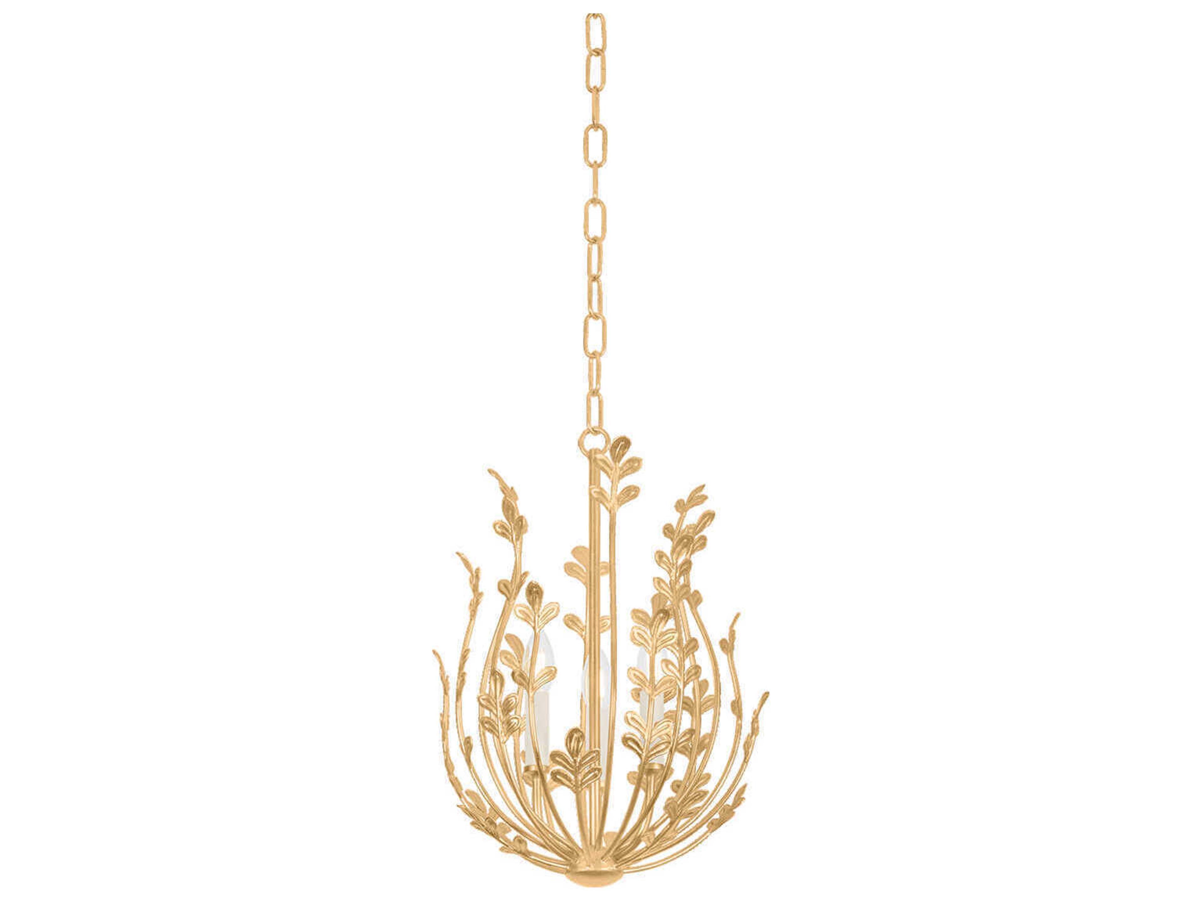 Delmore 3-Light Vintage Gold Leaf Chandelier