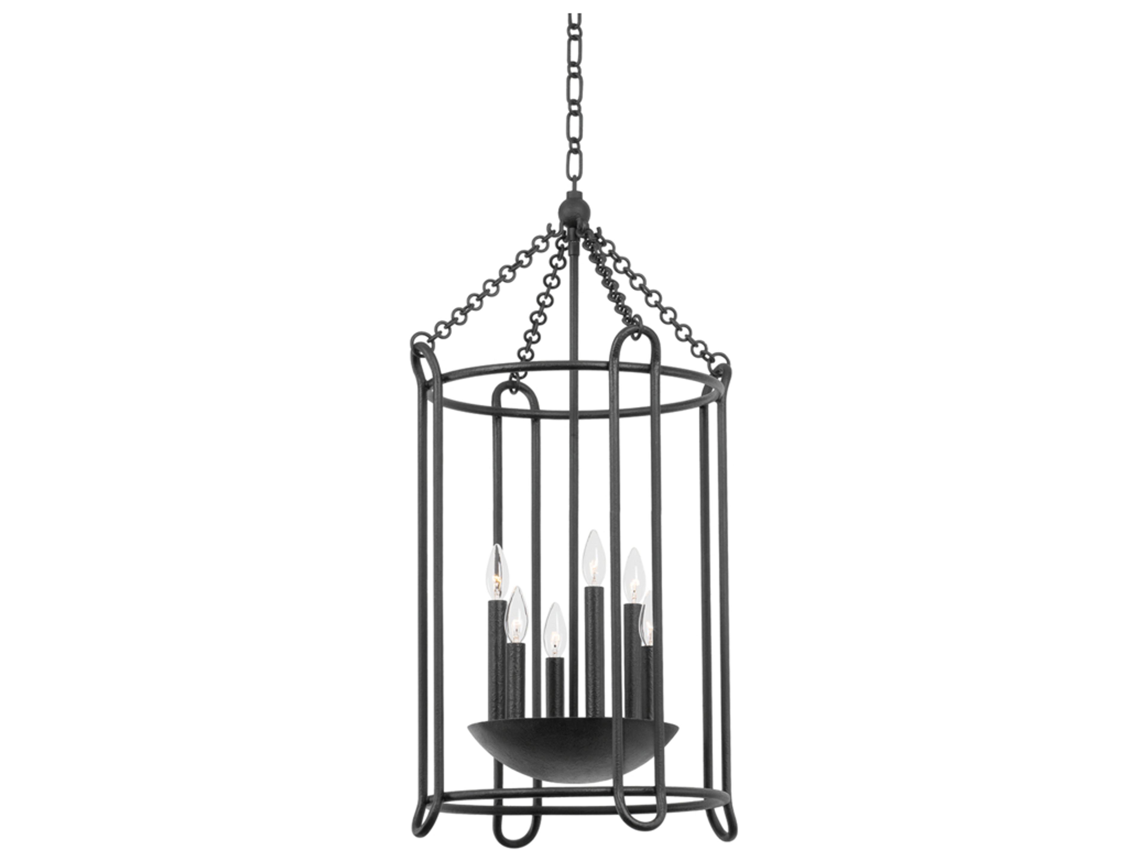 Lassen 6-Light Black Iron Cylinder Pendant
