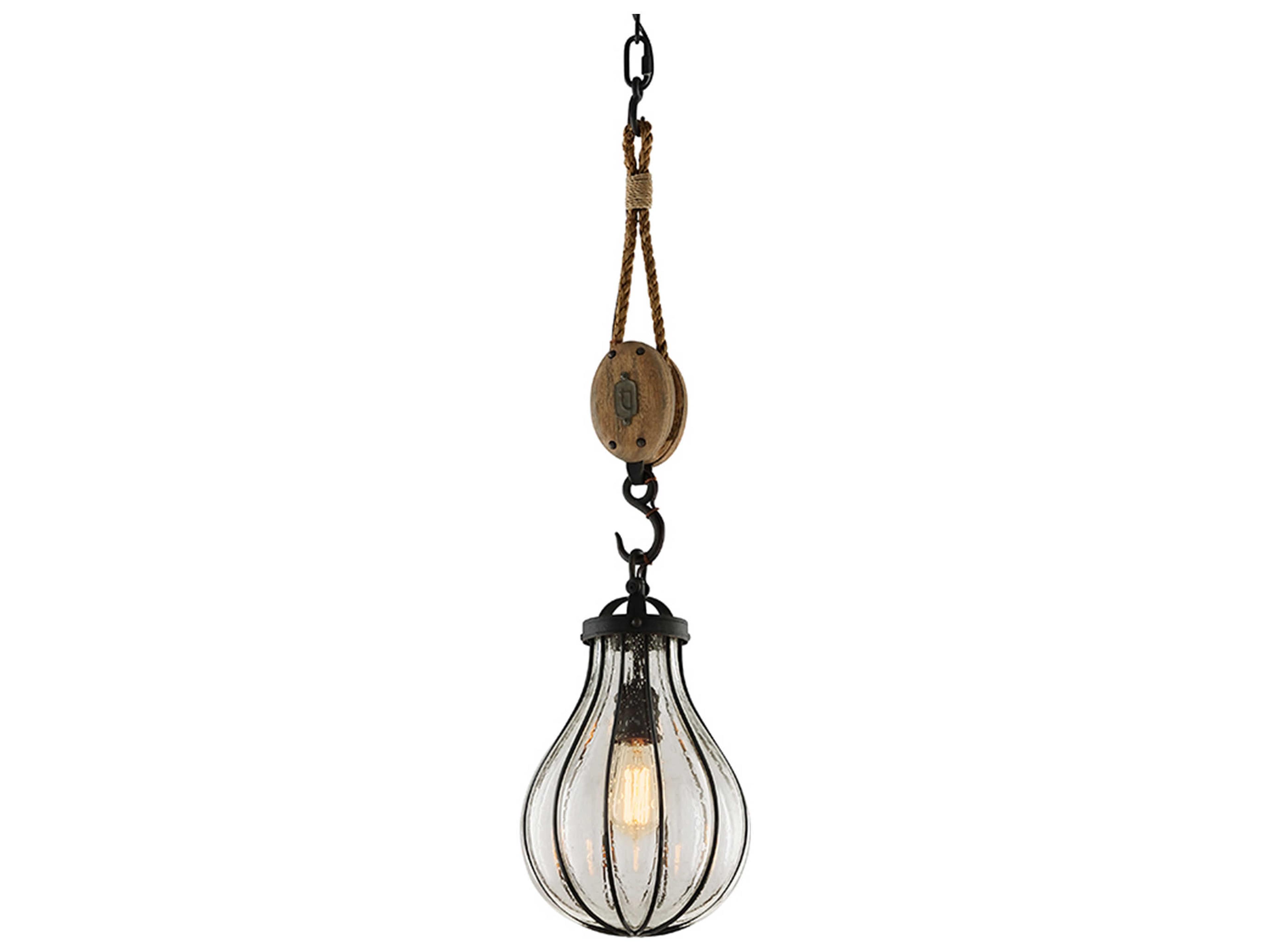 Troy Lighting Murphy 1-Light Forged Iron Glass Globe Mini Pendant