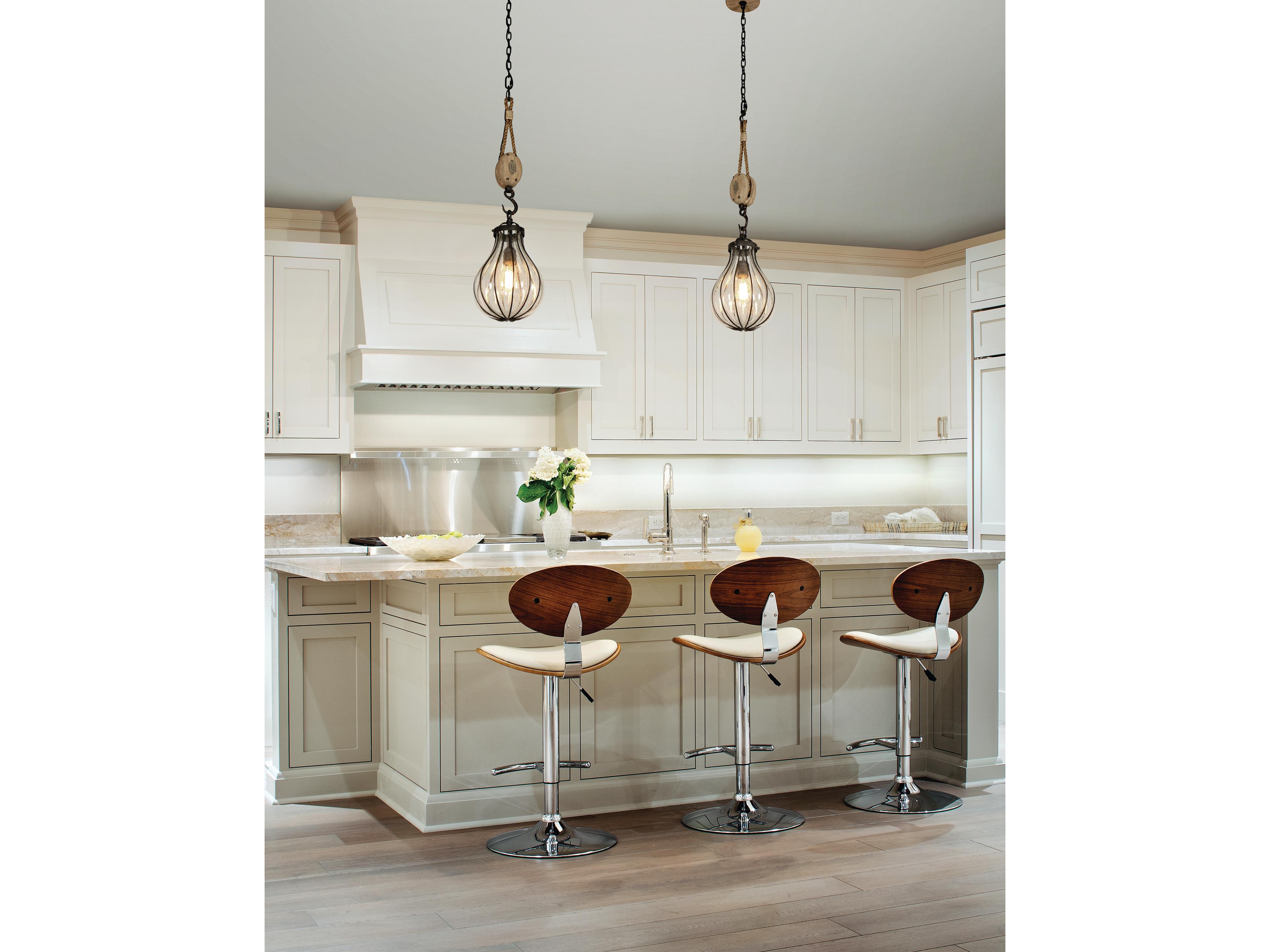 Troy Lighting Murphy 1-Light Vintage Iron With Rustic Wood Black Glass Globe Pendant