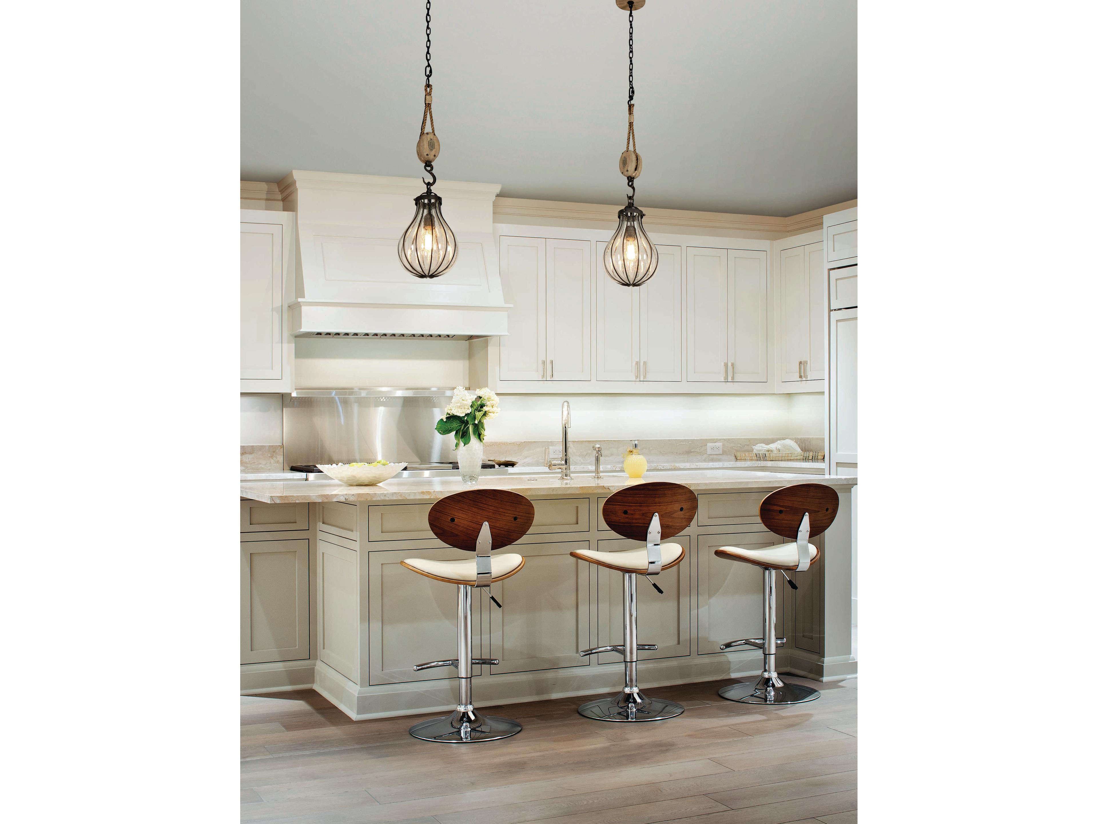 Troy Lighting Murphy 1-Light Vintage Iron With Rustic Wood Black Glass Globe Pendant