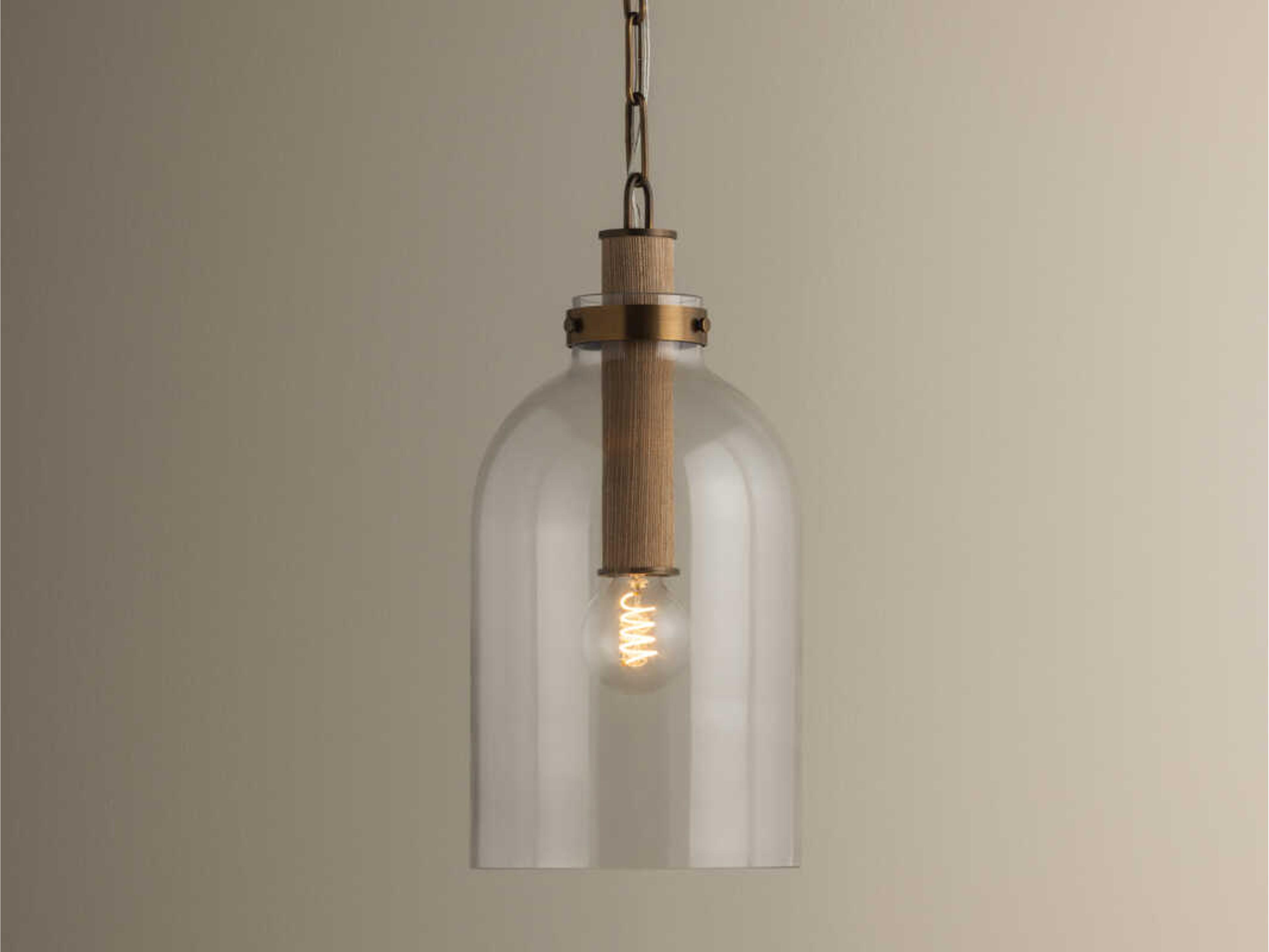 Troy Lighting Kori 1-Light Patina Brass Cylinder Mini Pendant