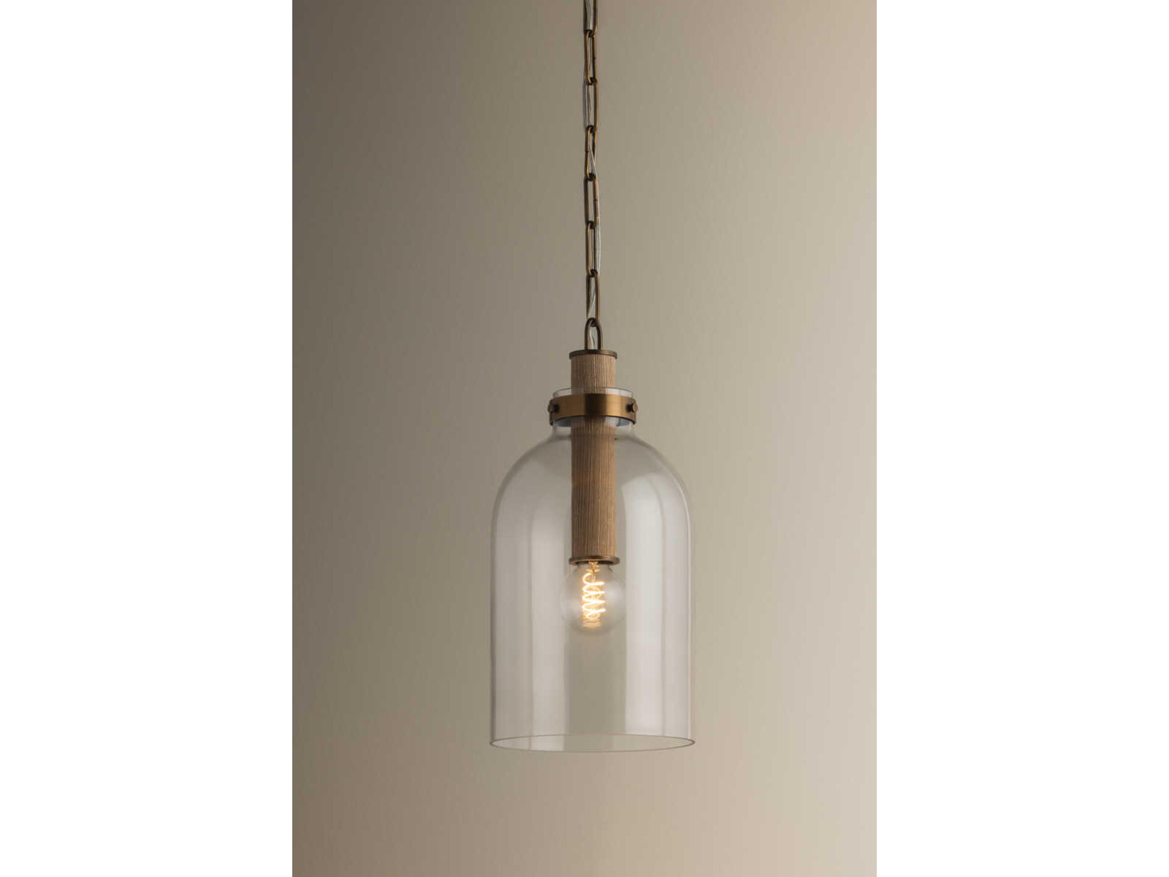 Troy Lighting Kori 1-Light Patina Brass Cylinder Mini Pendant