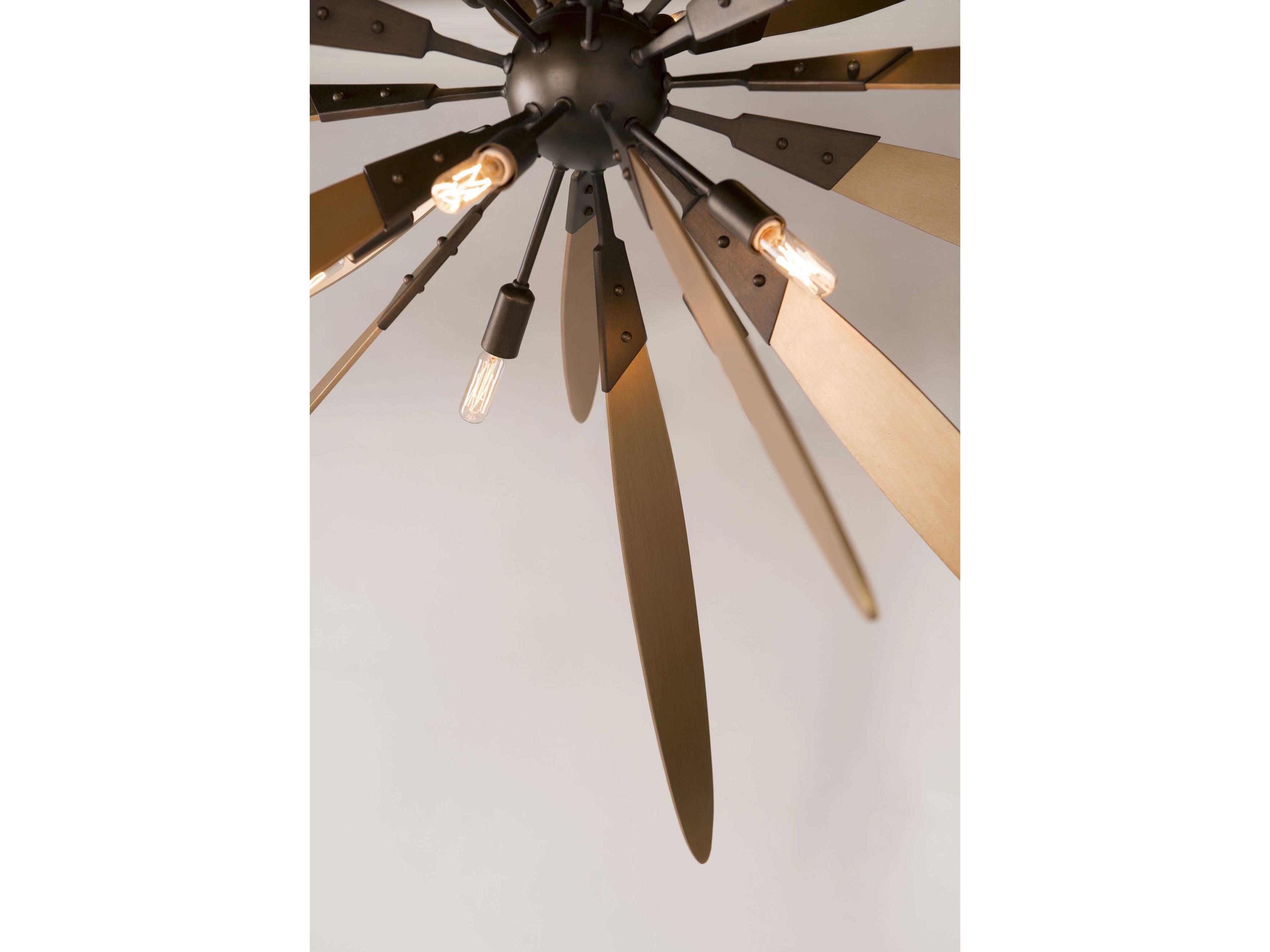 Troy Lighting Dragonfly 10-Light Bronze With Satin Leaf Sputnik Pendant