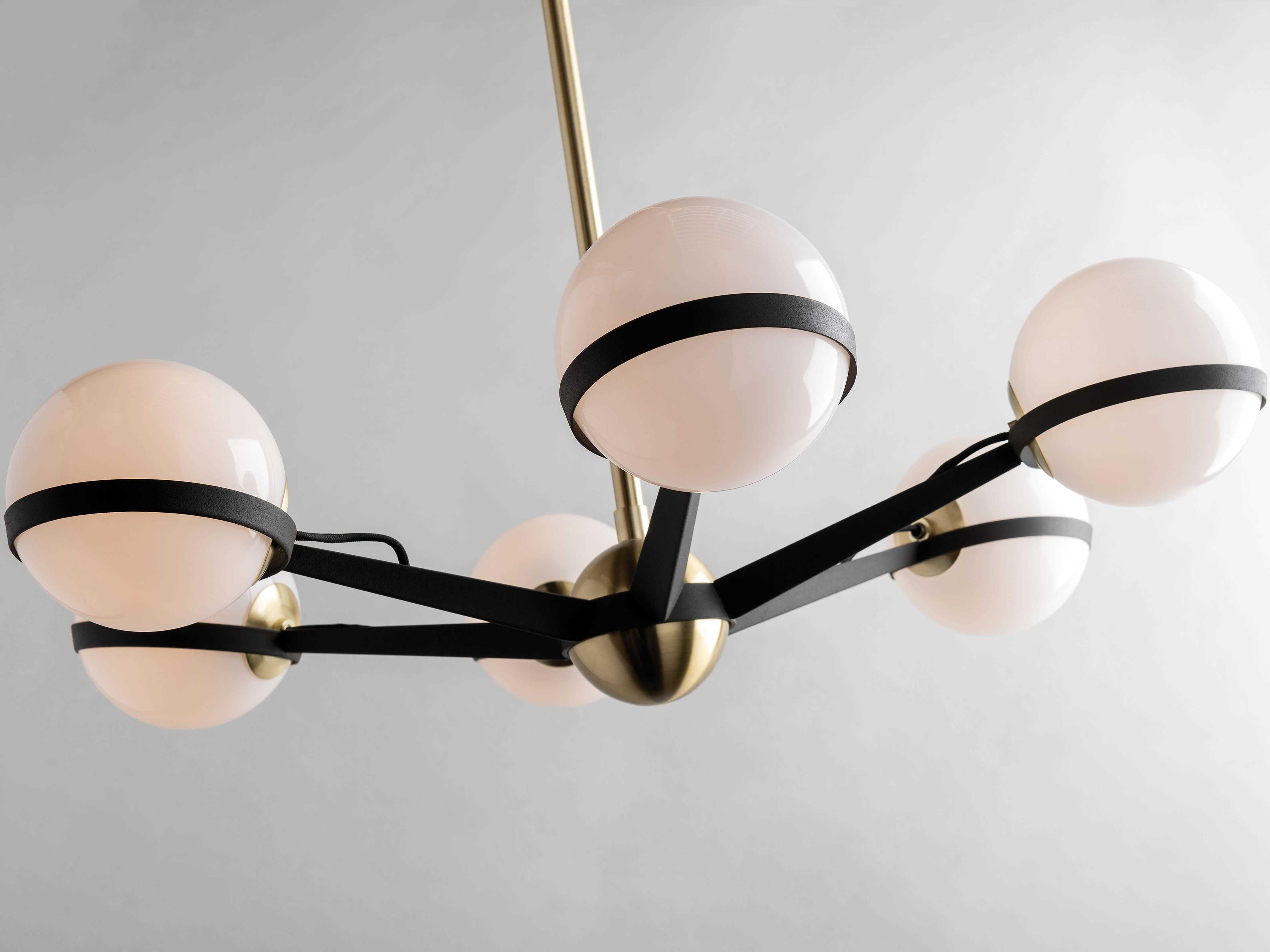 Troy Lighting Ace 6-Light Textured Bronze And Brushed Brass Glass Globe Chandelier