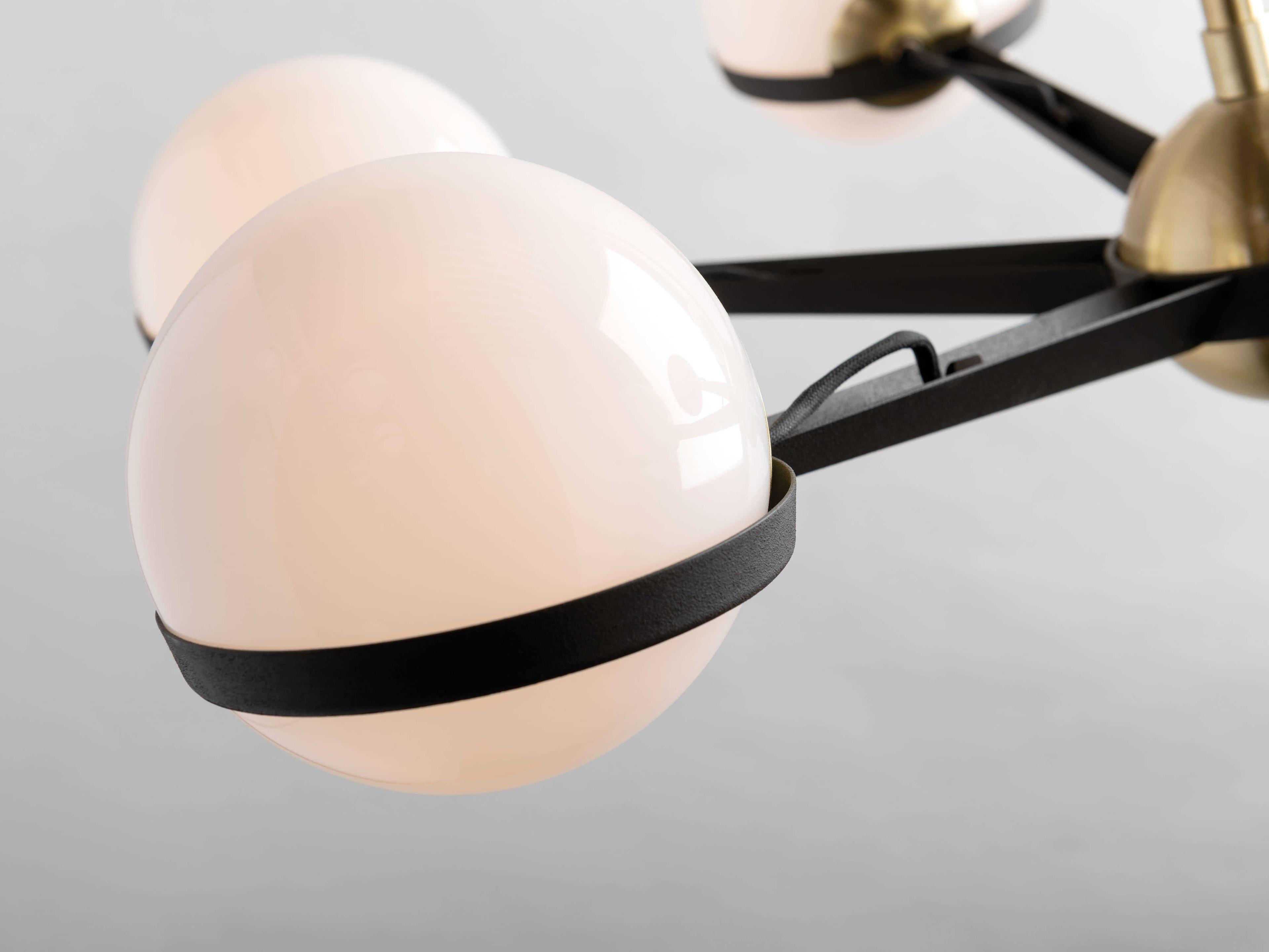 Troy Lighting Ace 6-Light Textured Bronze And Brushed Brass Glass Globe Chandelier