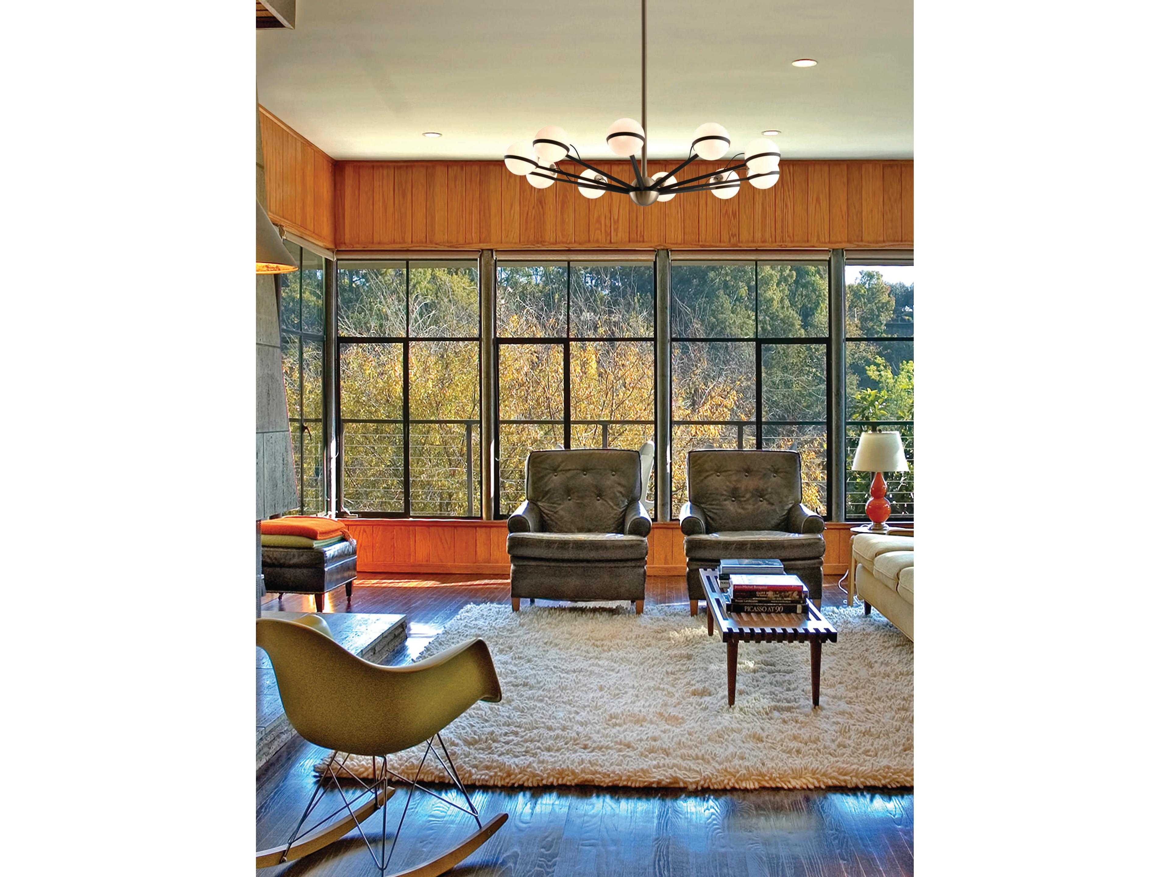 Troy Lighting Ace 10-Light Textured Bronze And Brushed Brass Glass Globe Chandelier