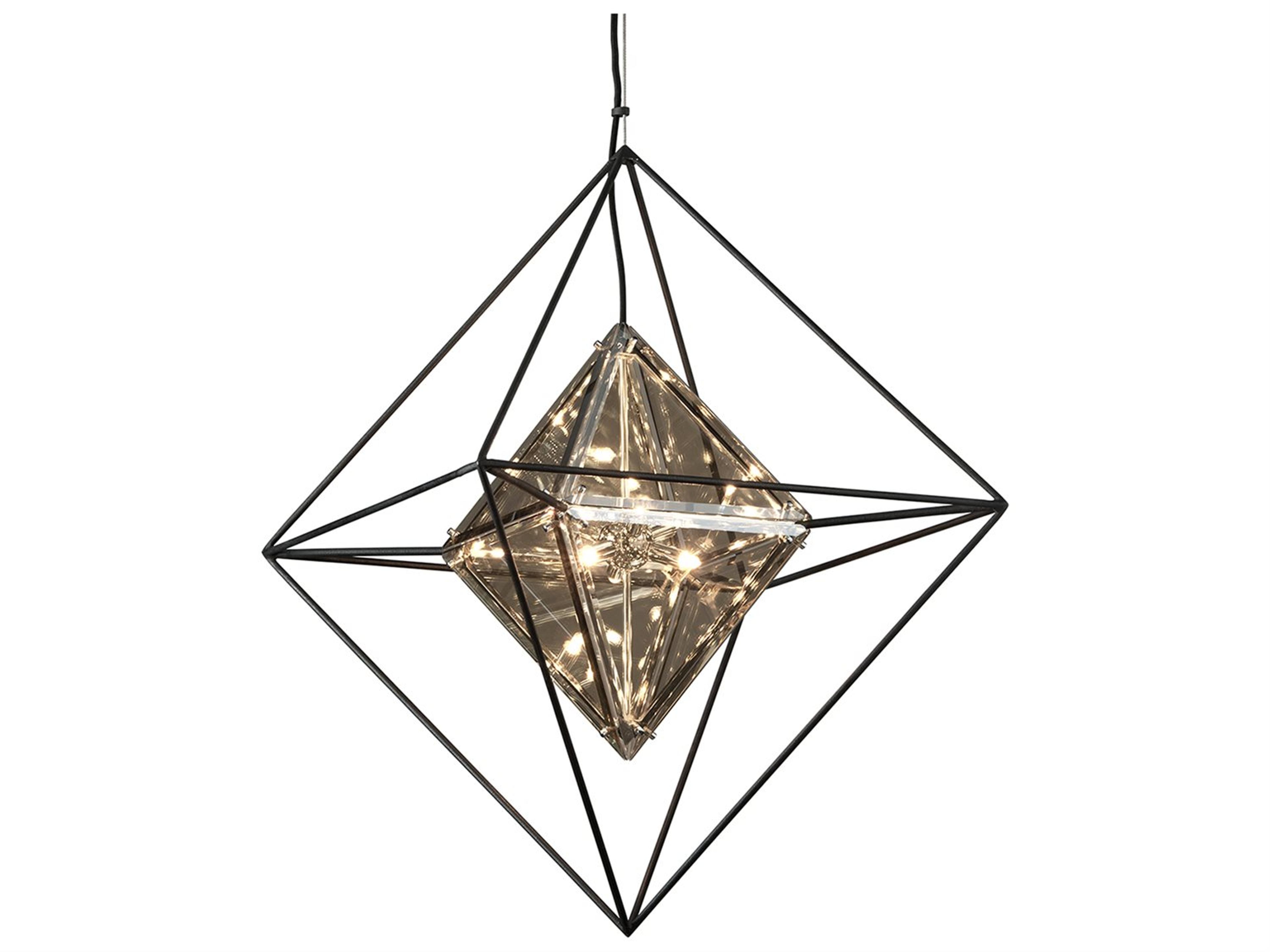 Epic 6-Light Forged Iron Black Glass Pendant