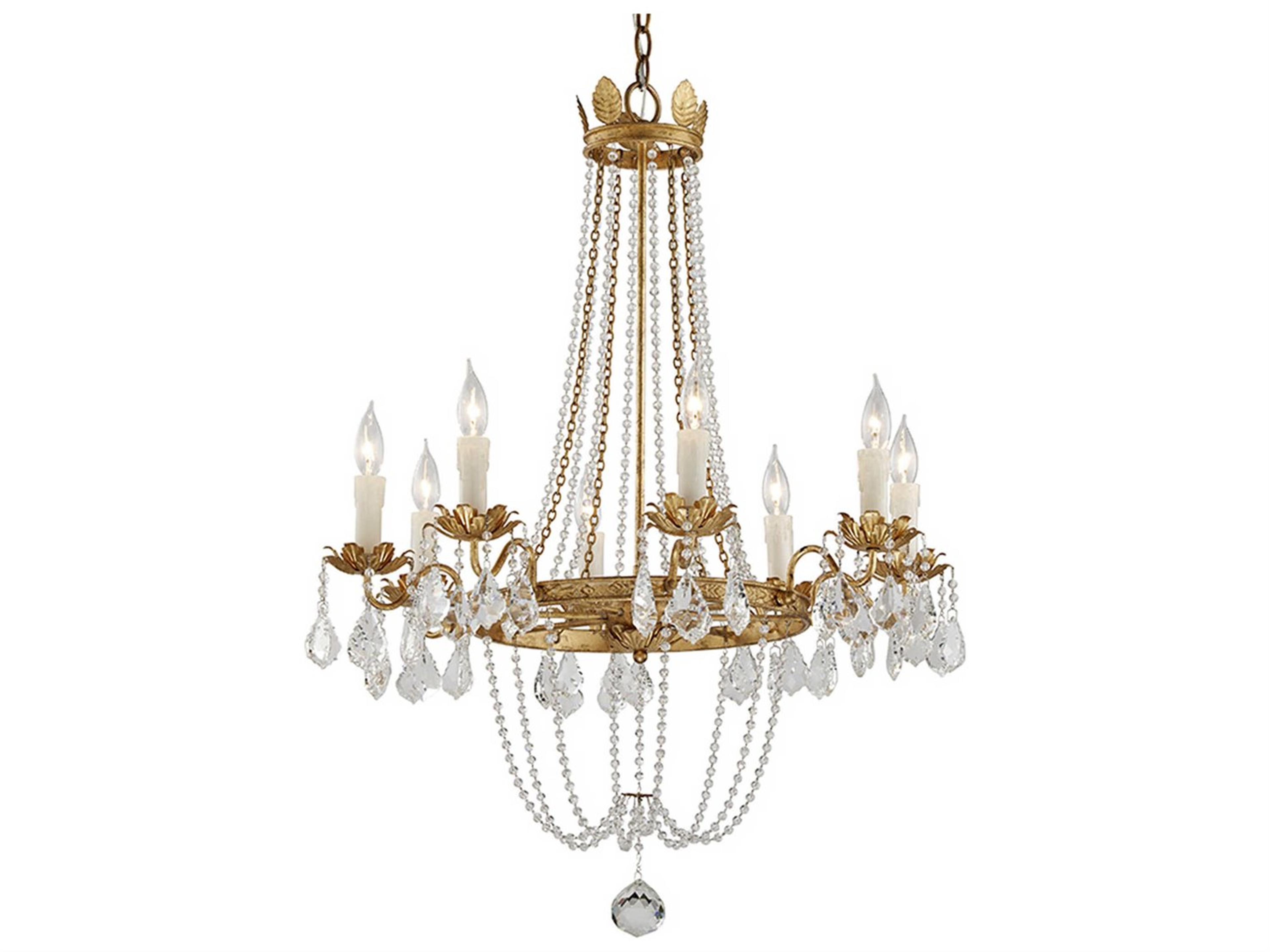 Viola 8 Light Chandelier in Distressed Gold Leaf