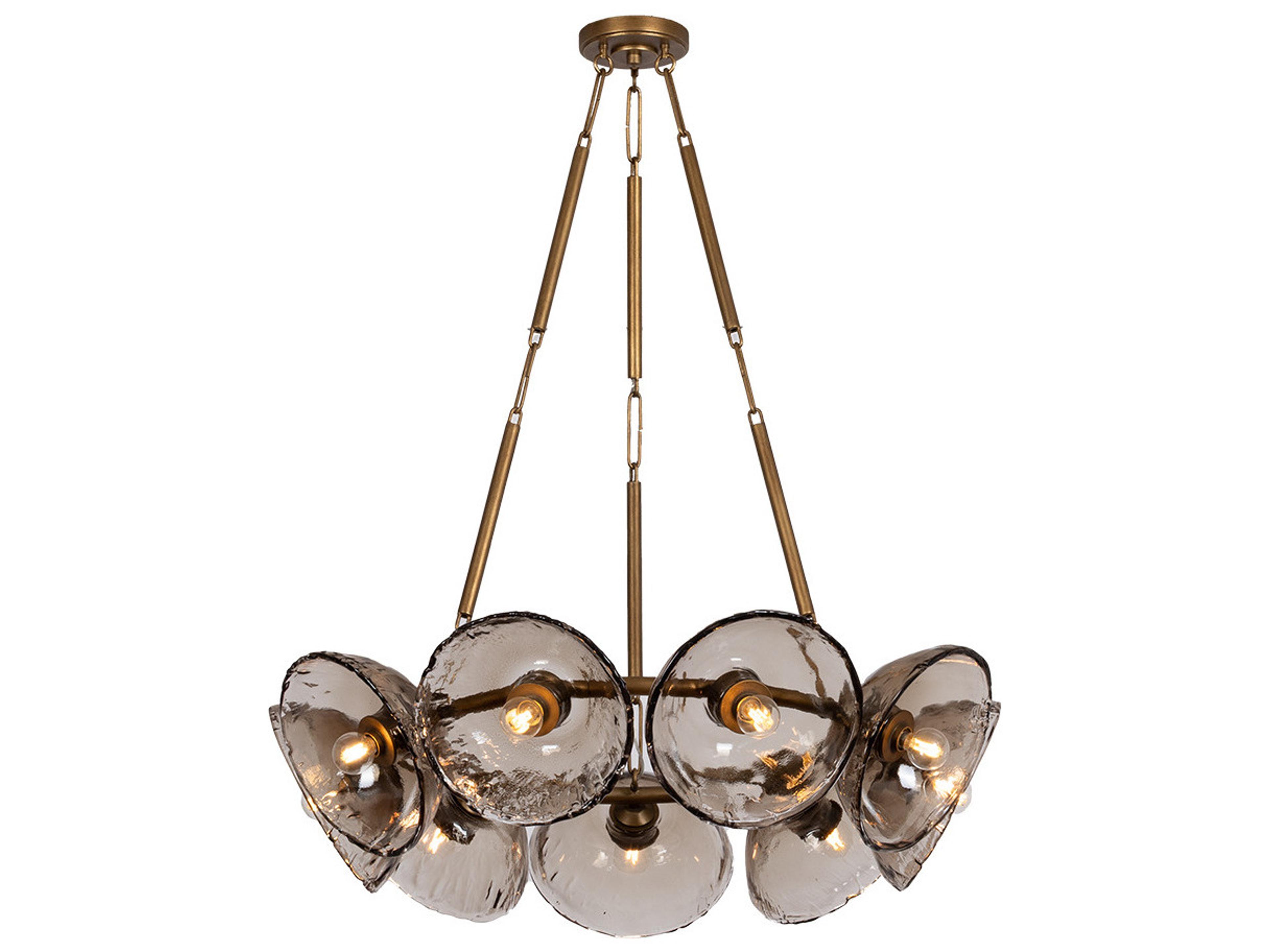Diego 9-Light Patina Gold Leaf Candelabra Dome Geometric Chandelier