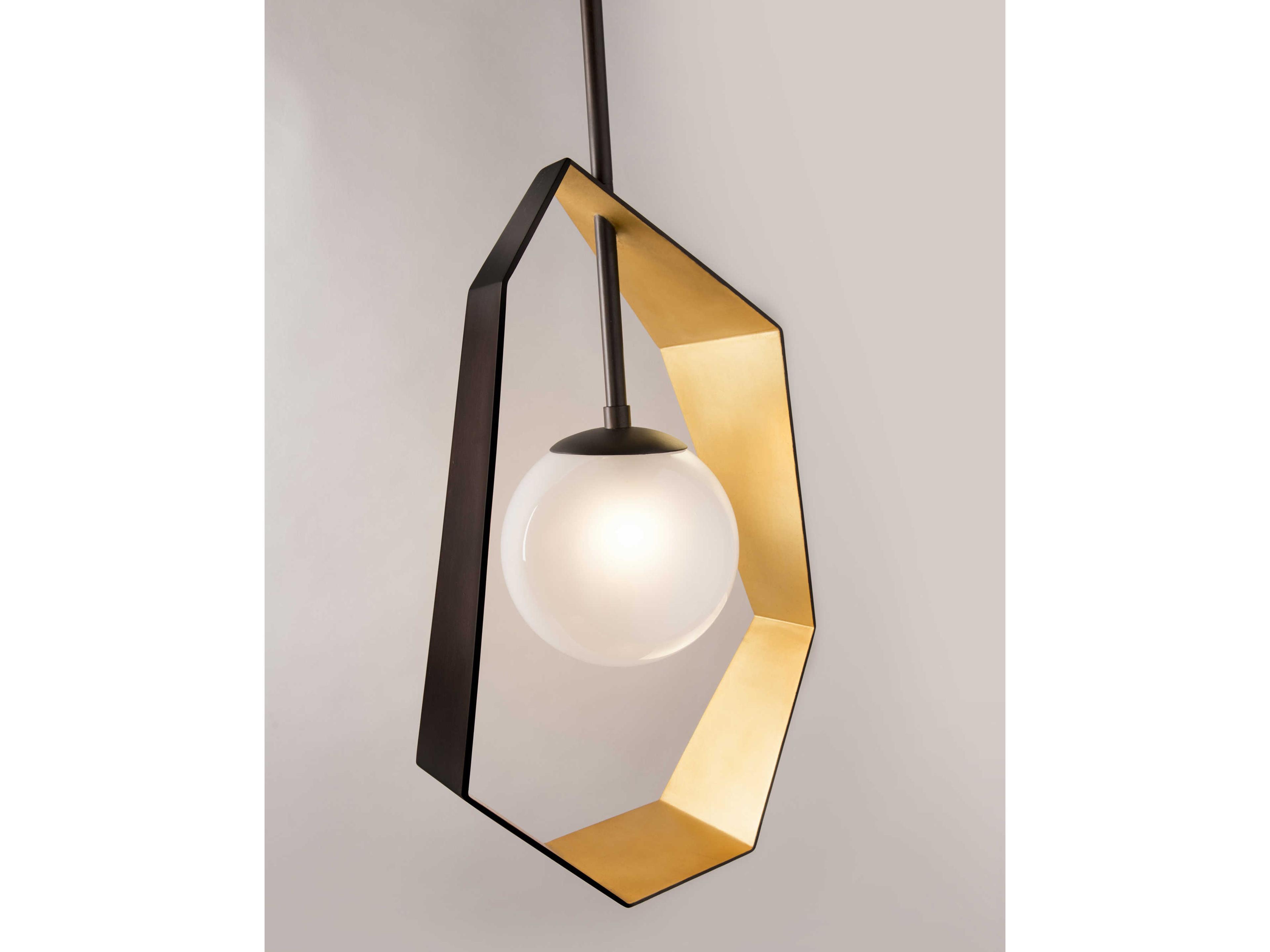 Troy Lighting Origami 1-Light Bronze With Gold Leaf Glass LED Globe Mini Pendant