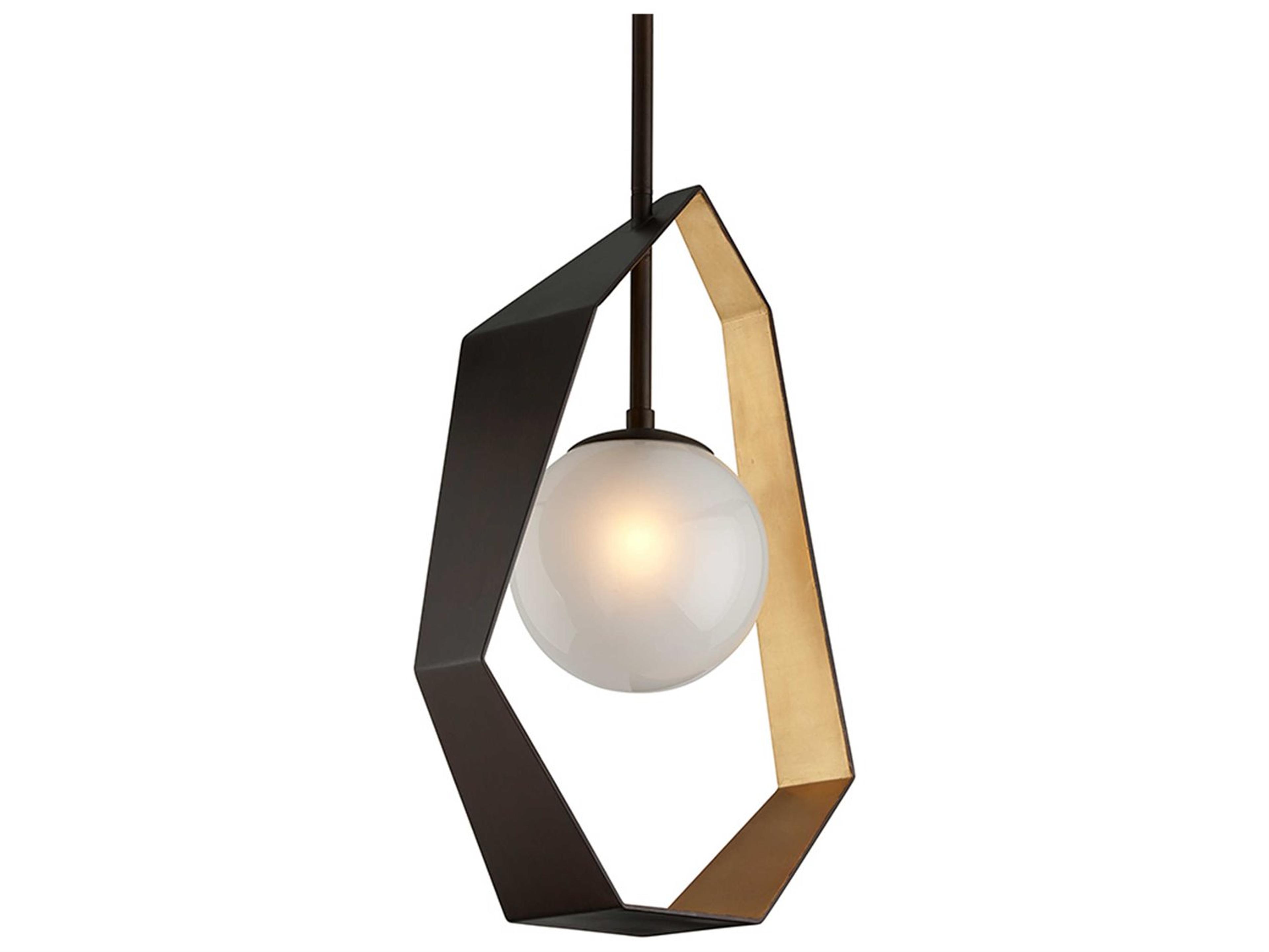 Origami 1-Light Bronze With Gold Leaf Glass LED Globe Pendant