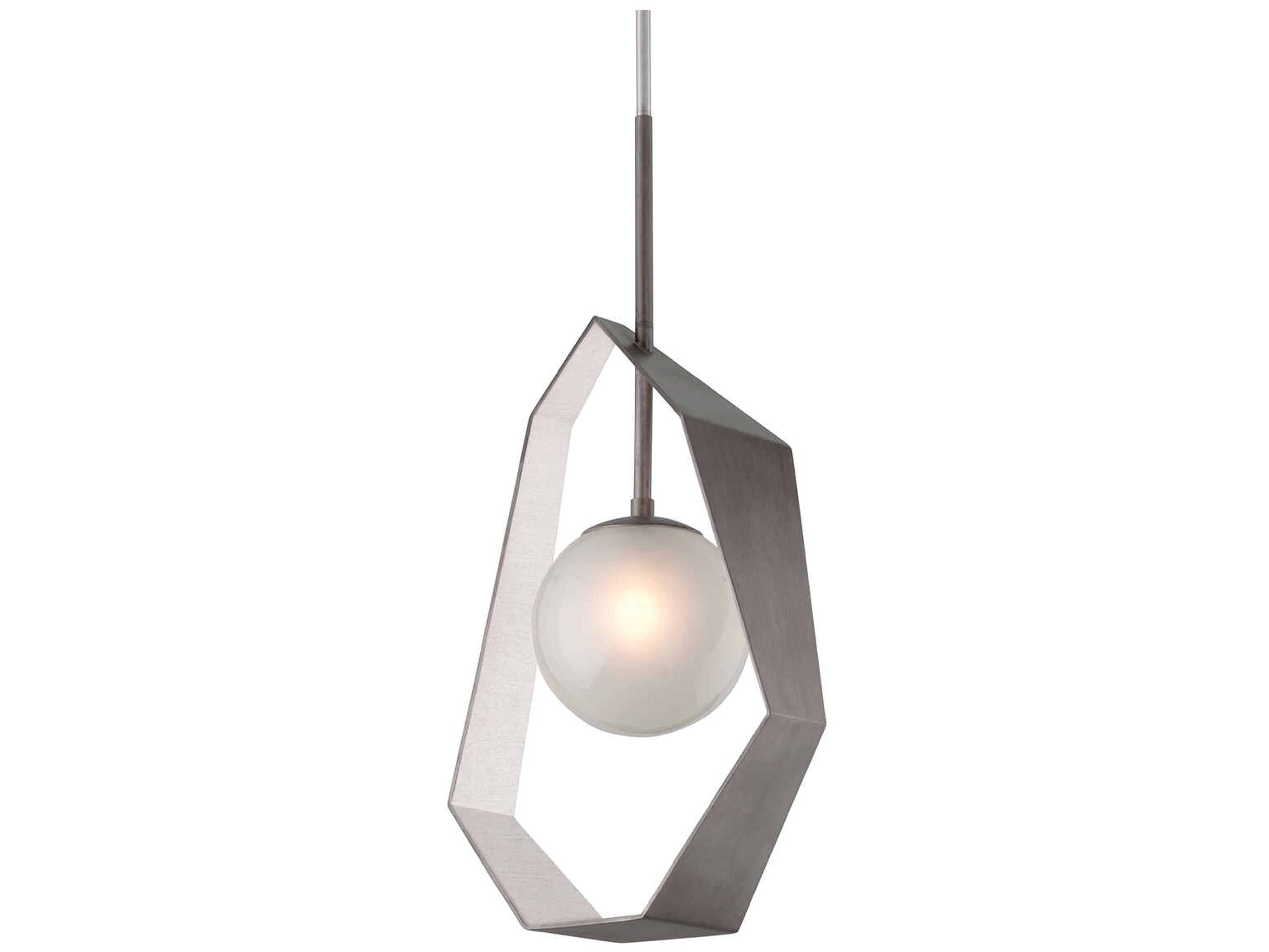 Origami 1-Light Graphite With Silver Leaf Glass LED Globe Pendant