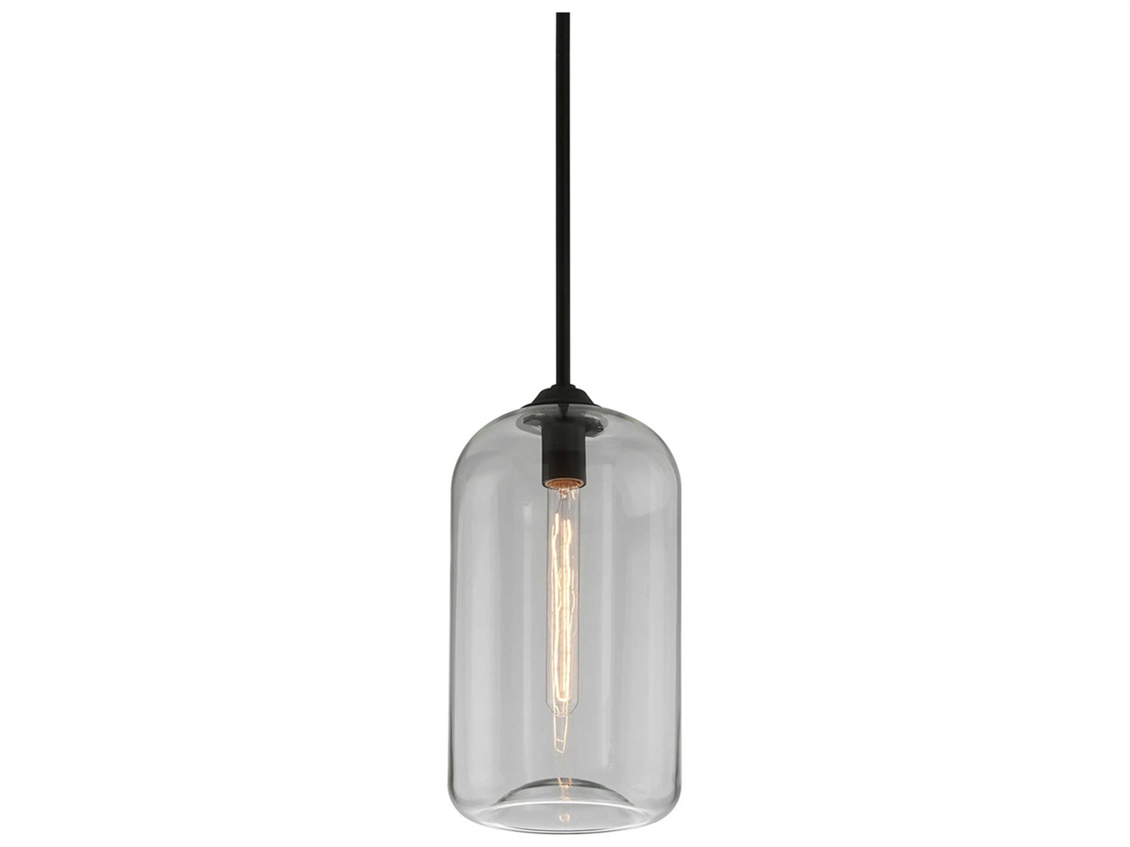 District 1-Light Satin Black Cylinder Mini Pendant