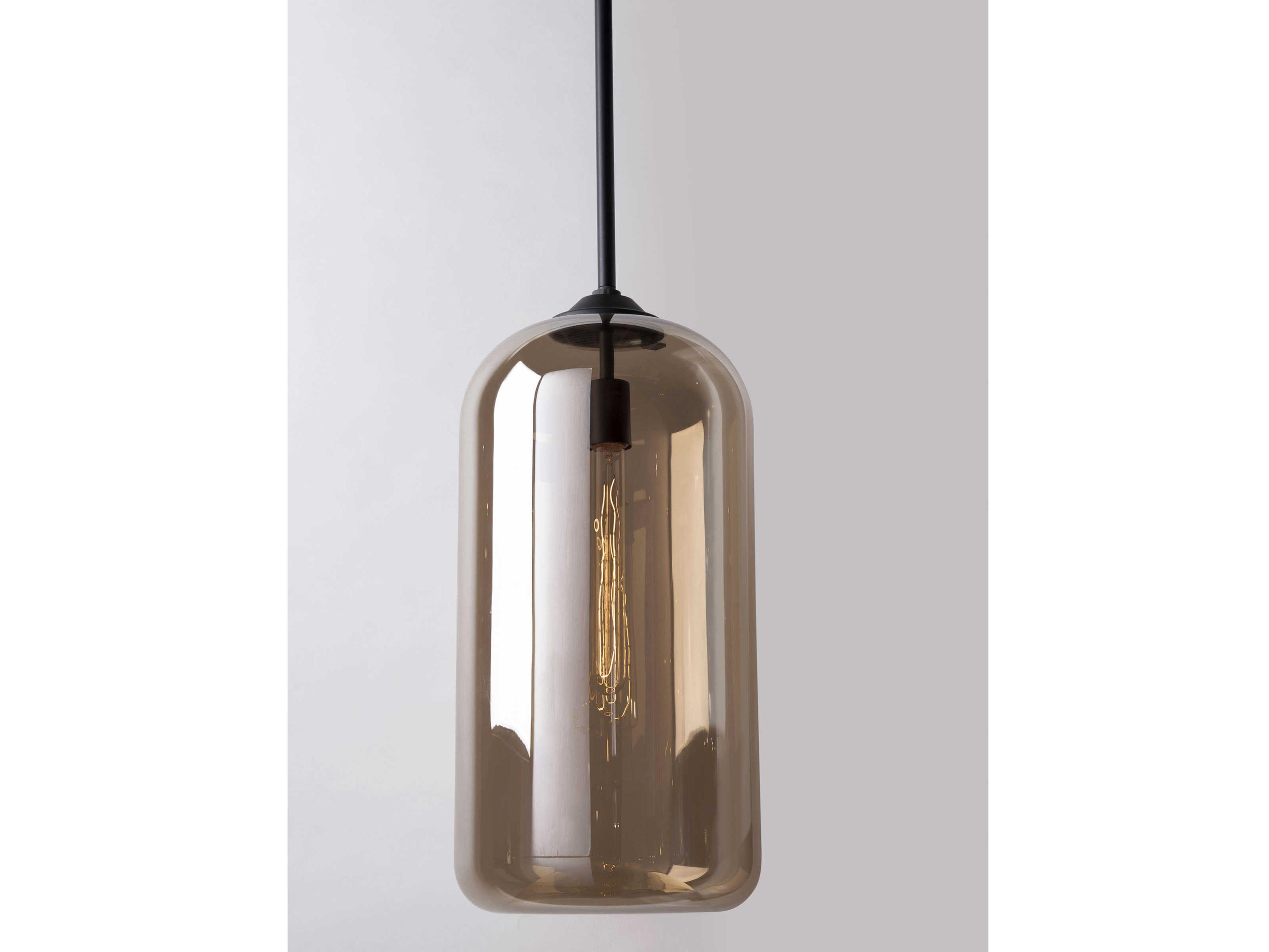 Troy Lighting District 1-Light Satin Black Glass Cylinder Mini Pendant