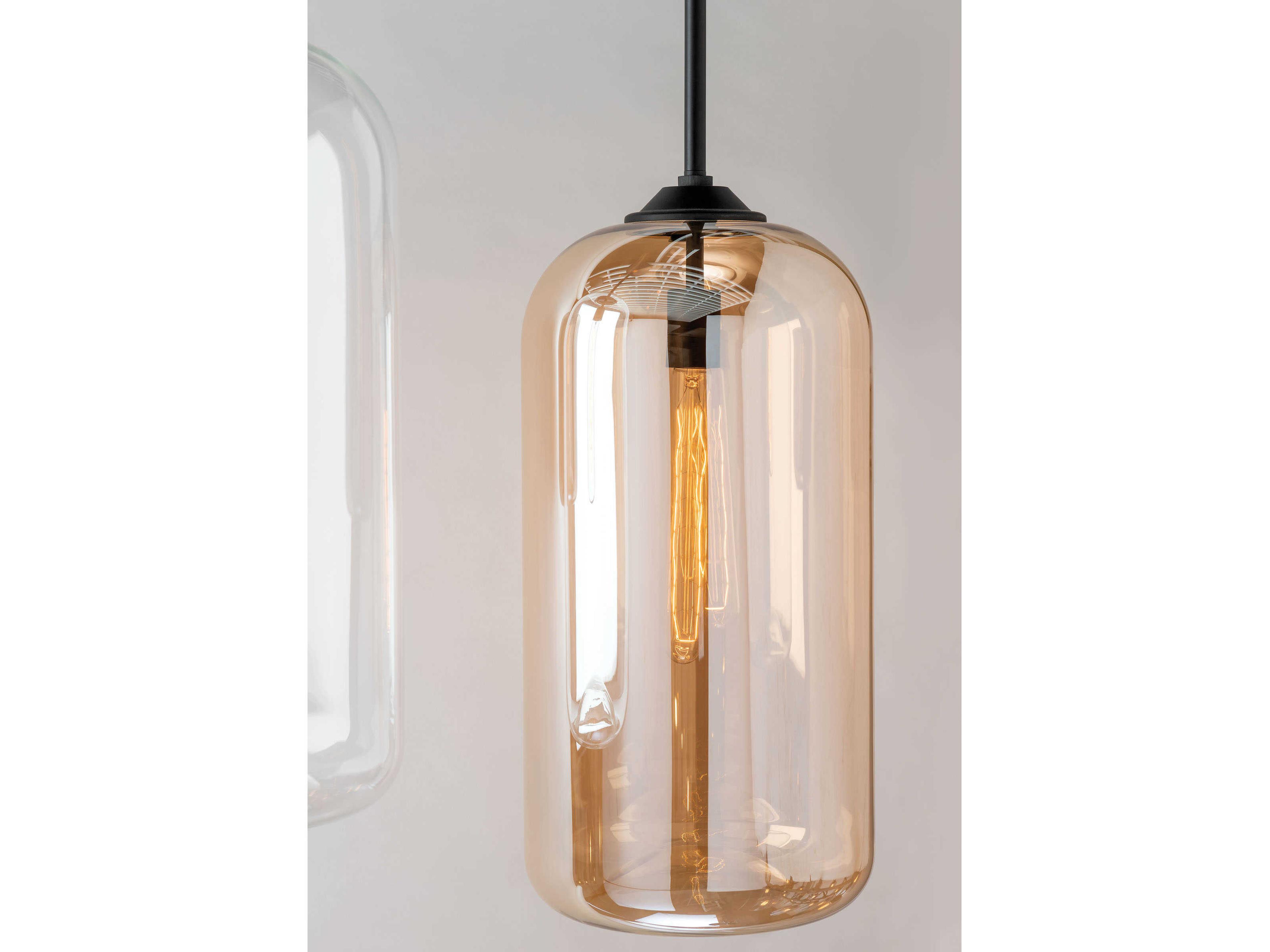 Troy Lighting District 1-Light Satin Black Glass Cylinder Mini Pendant