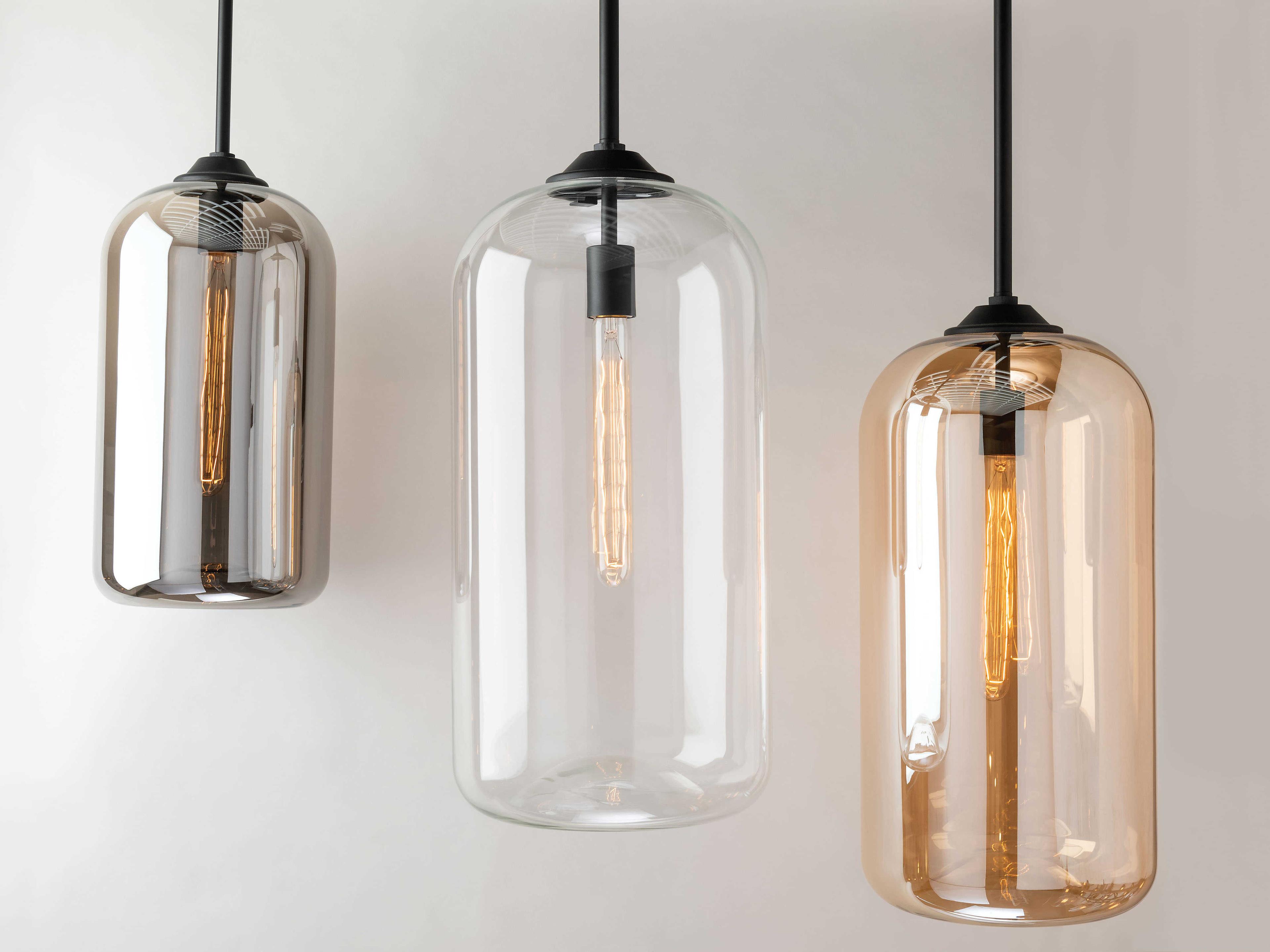 Troy Lighting District 1-Light Satin Black Glass Cylinder Mini Pendant